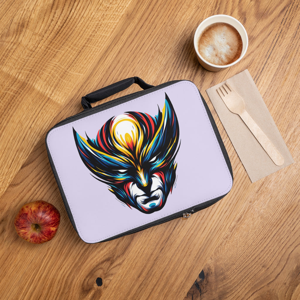 Colorful Warrior Lunch Bag — Vibrant Abstract Mask Design