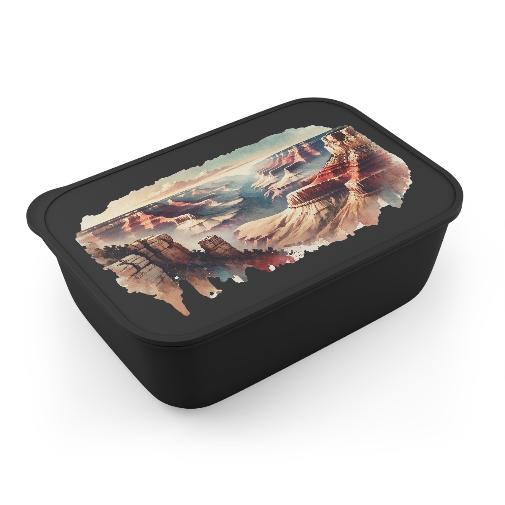 Grand Canyon Watercolor Bento Box — Eco PLA Lunchbox with Utensils & Secure Band