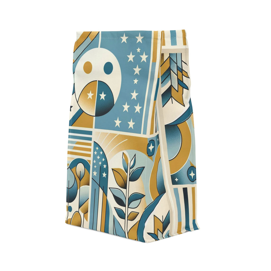 Retro Botanical Lunch Bag — Geometric Sun & Stars Insulated Tote