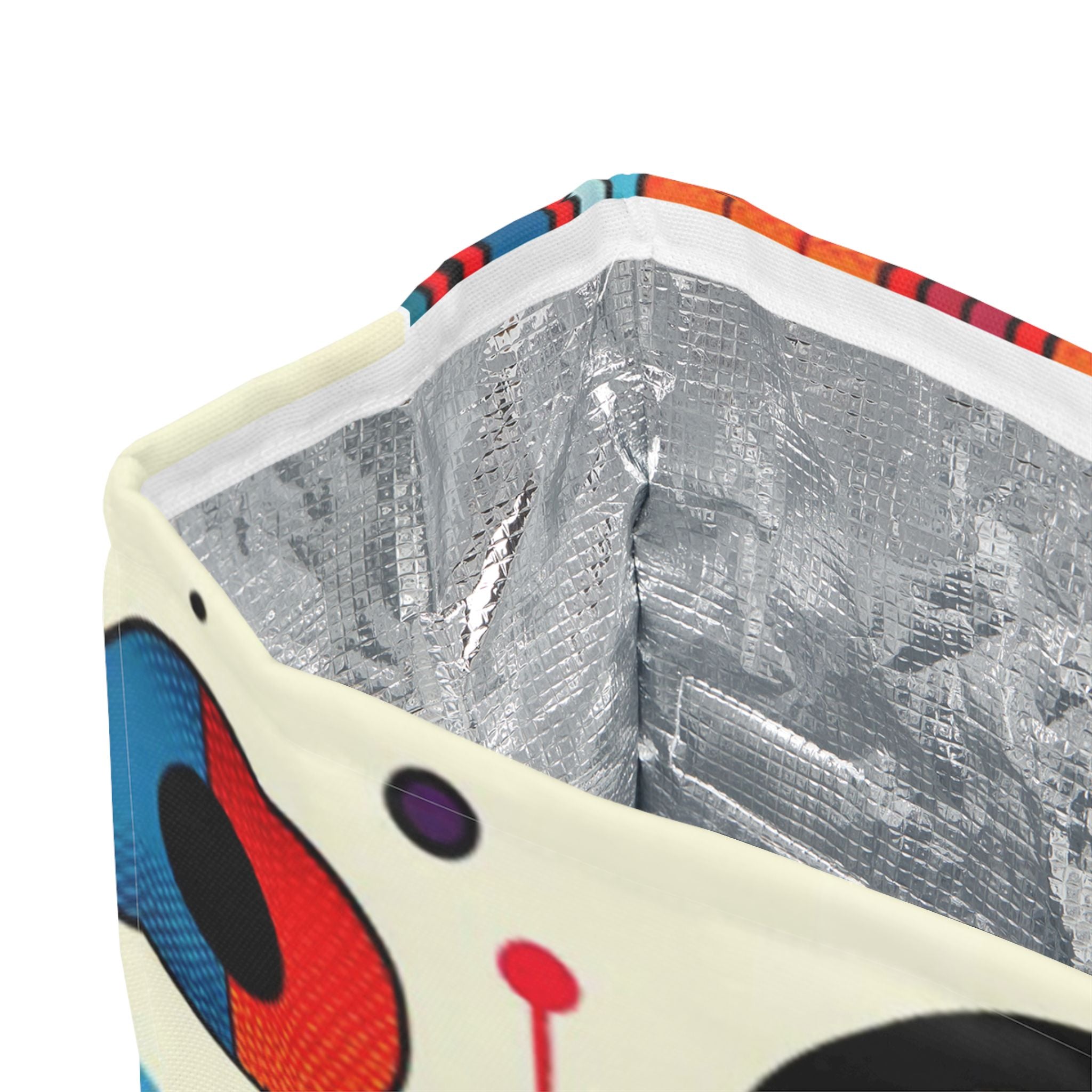 Retro Geometric Lunch Bag — Colorful Abstract Circles & Swirls Polyester Tote