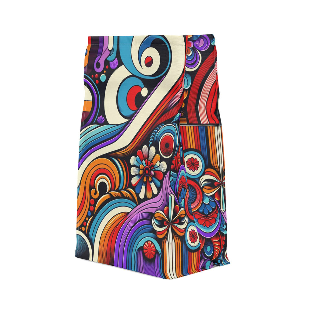 Retro Psychedelic FloraLunch Bag — Cl olorful 70s-Inspired Insulated Tote