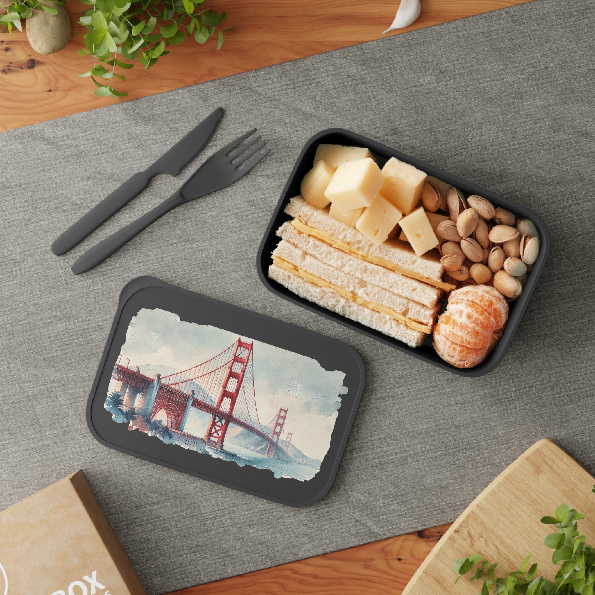 Golden Gate Bridge Bento Box – Eco PLA Lunch Container with Utensils