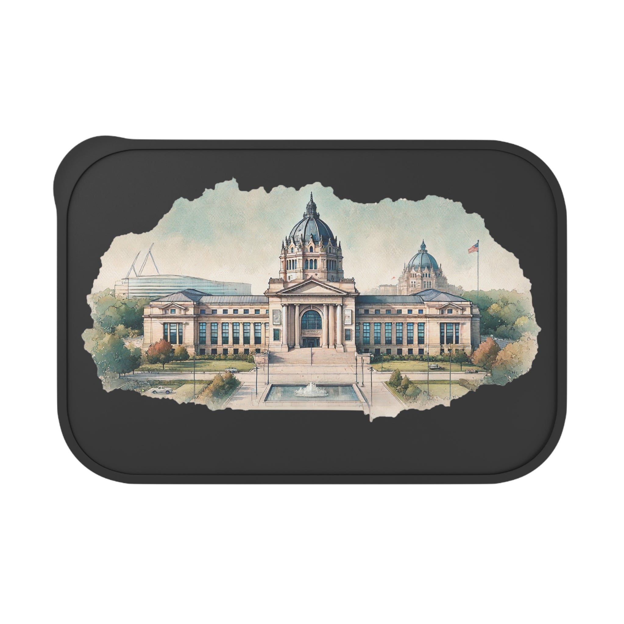 Bento Box — Vintage State Capitol Watercolor Design with Utensils