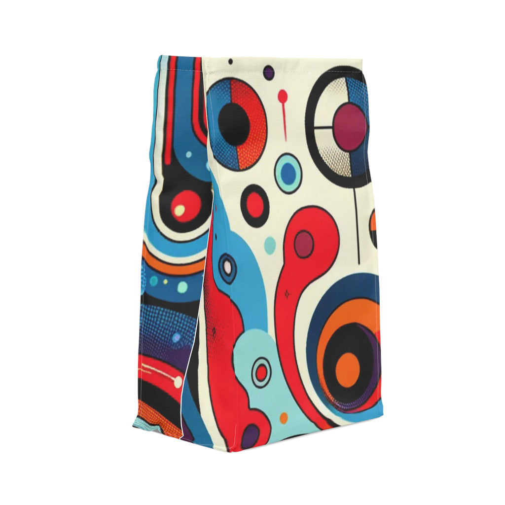 Retro Geometric Lunch Bag — Colorful Abstract Circles & Swirls Polyester Tote
