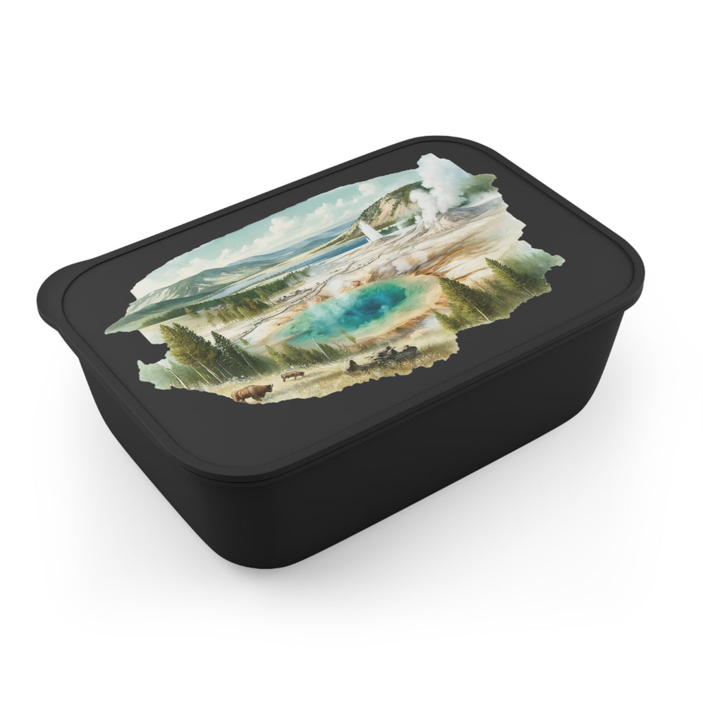 Yellowstone Landscape PLA Bento Box with Band & Utensils — Eco Friendly Lunch Container