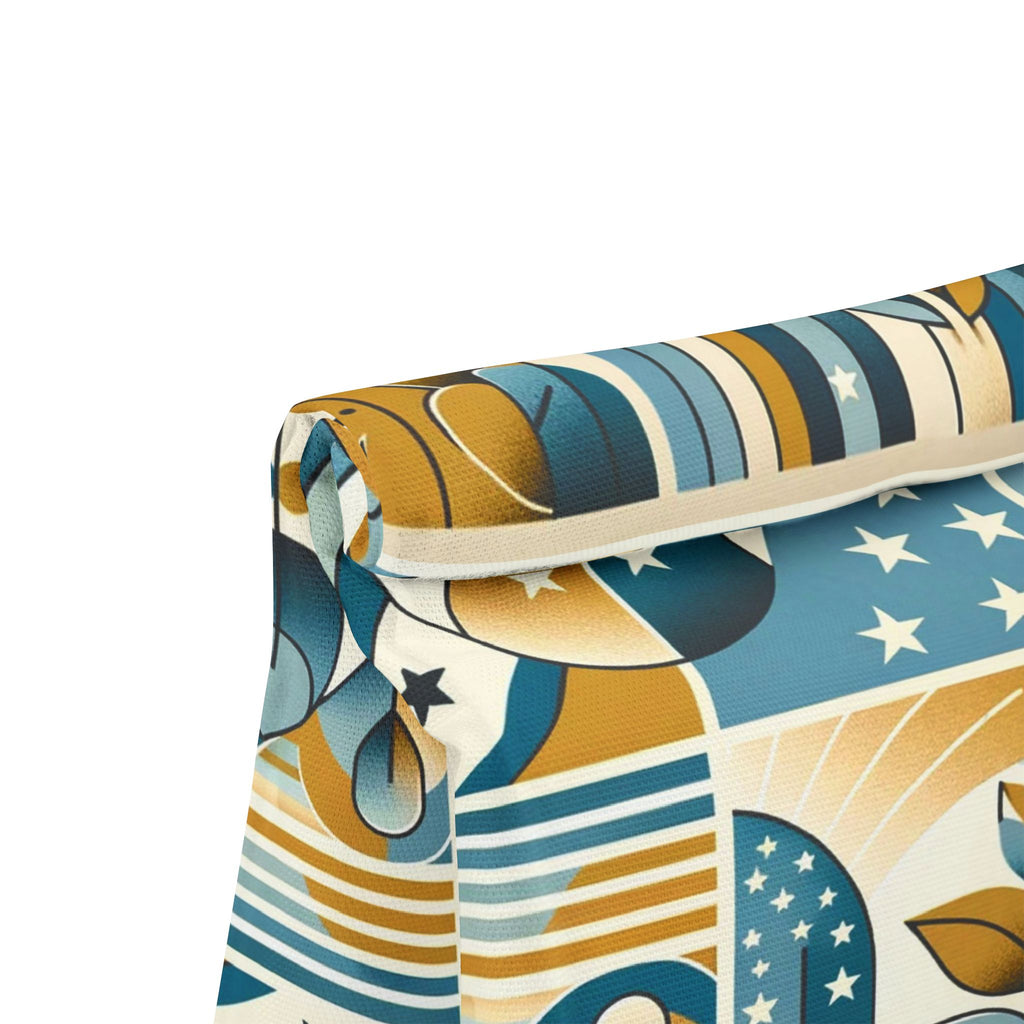 Retro Botanical Lunch Bag — Geometric Sun & Stars Insulated Tote
