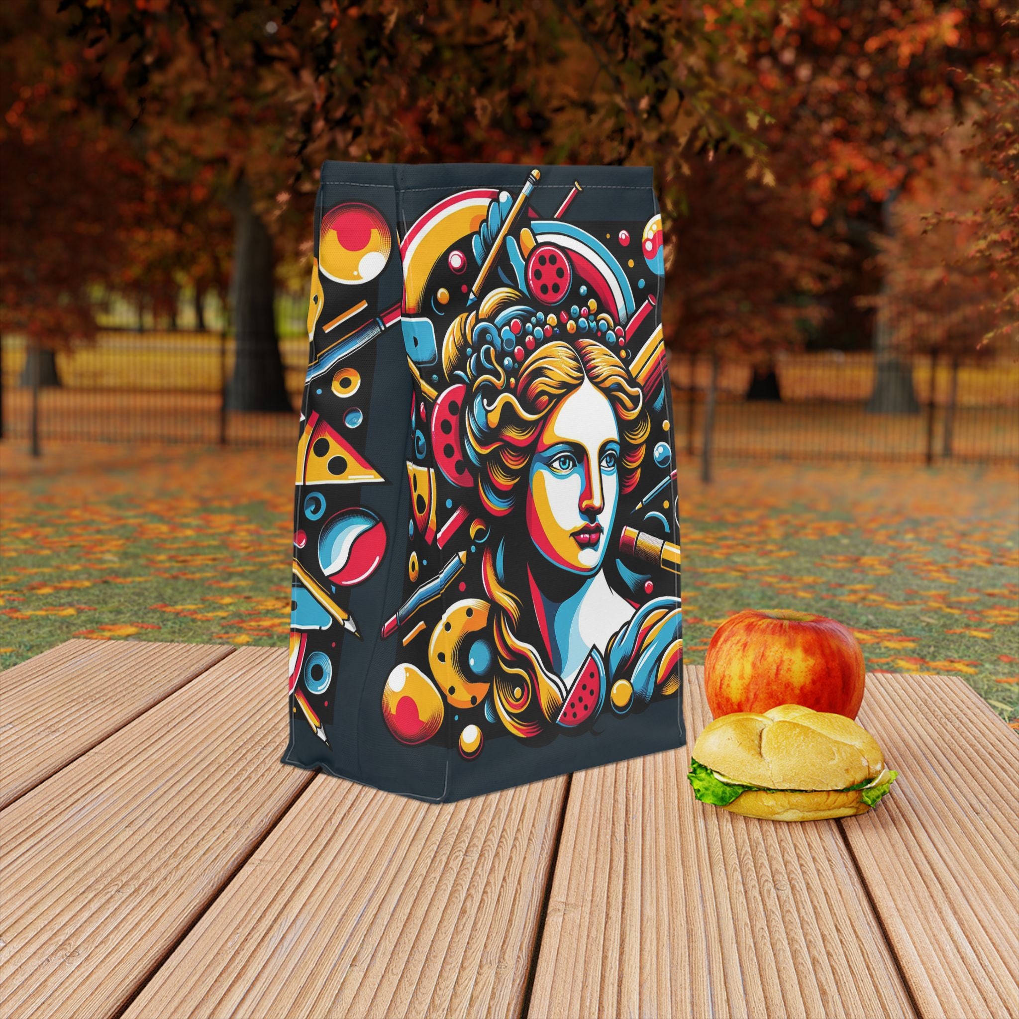 Retro Pop Art Venus Polyester Lunch Bag — Colorful Classical Portrait Insulated Tote