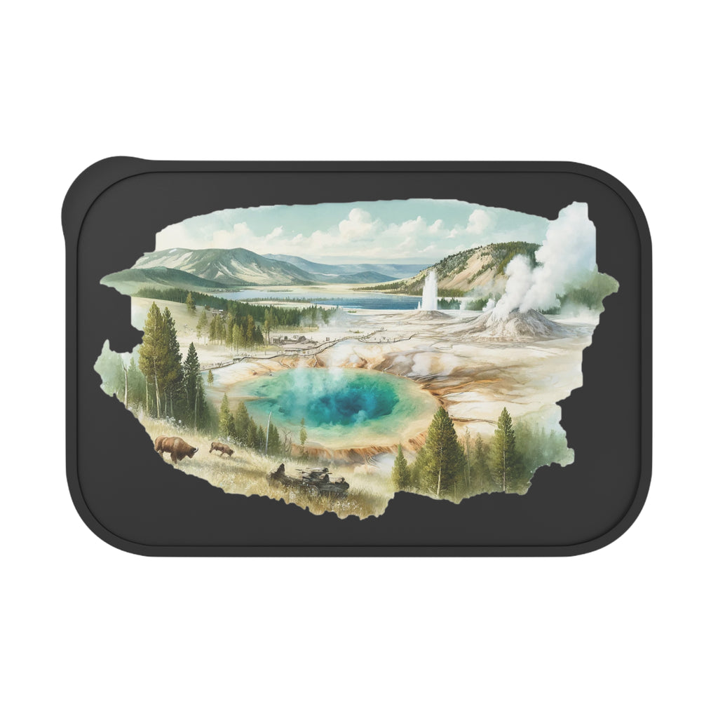 Yellowstone Landscape PLA Bento Box with Band & Utensils — Eco Friendly Lunch Container