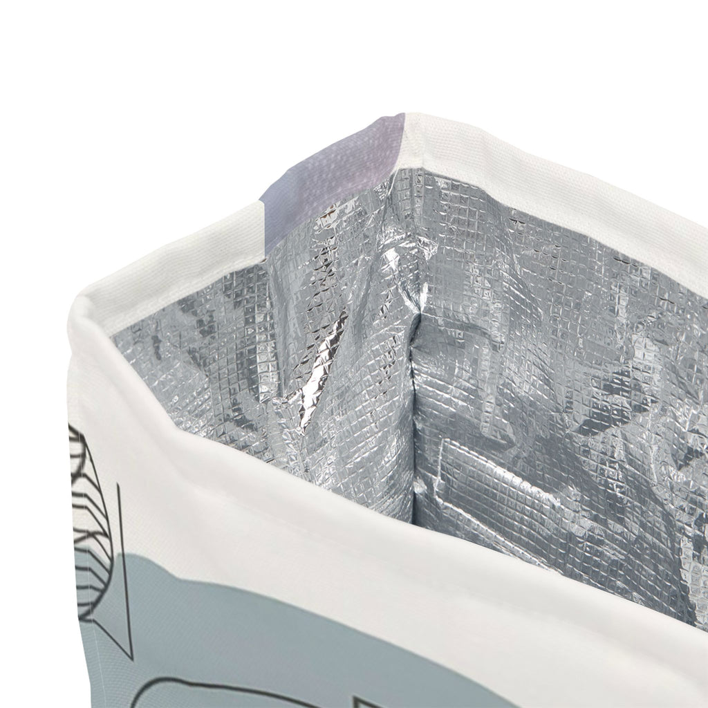 Abstract Line Art Face Lunch Bag — Minimalist Pastel Polyester Tote