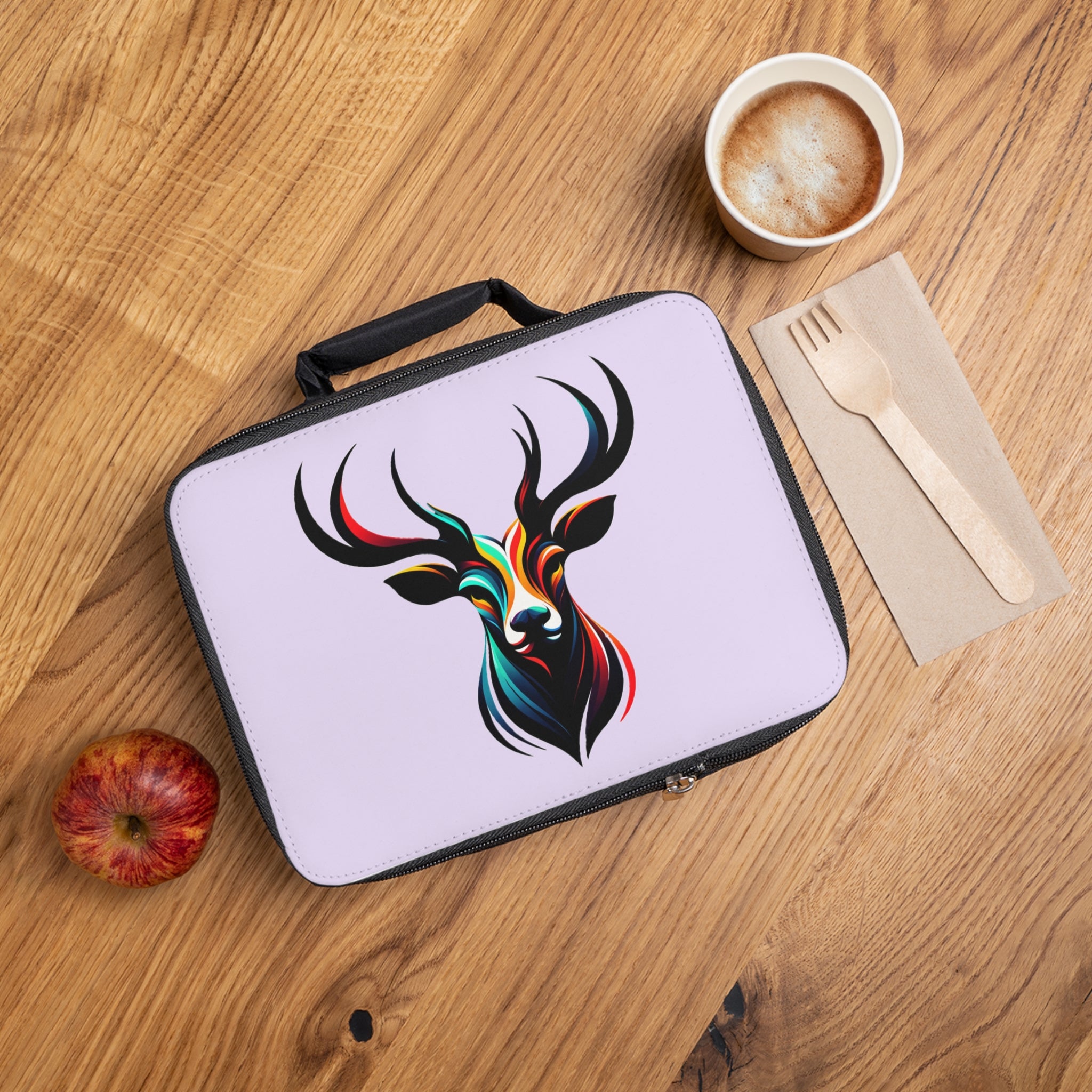 Colorful Stag Lunch Bag – Vibrant Deer Head Insulated Lunchbox