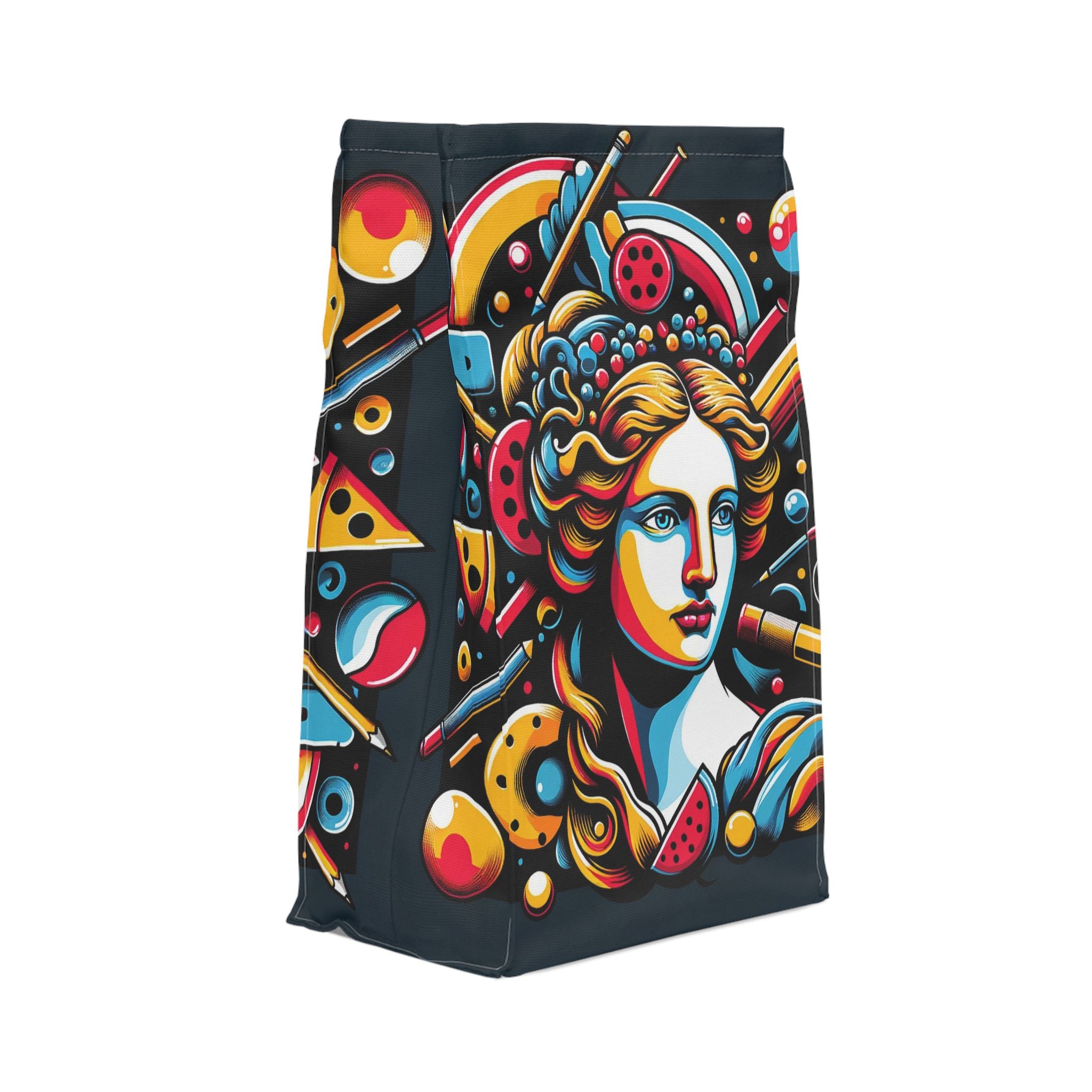Retro Pop Art Venus Polyester Lunch Bag — Colorful Classical Portrait Insulated Tote