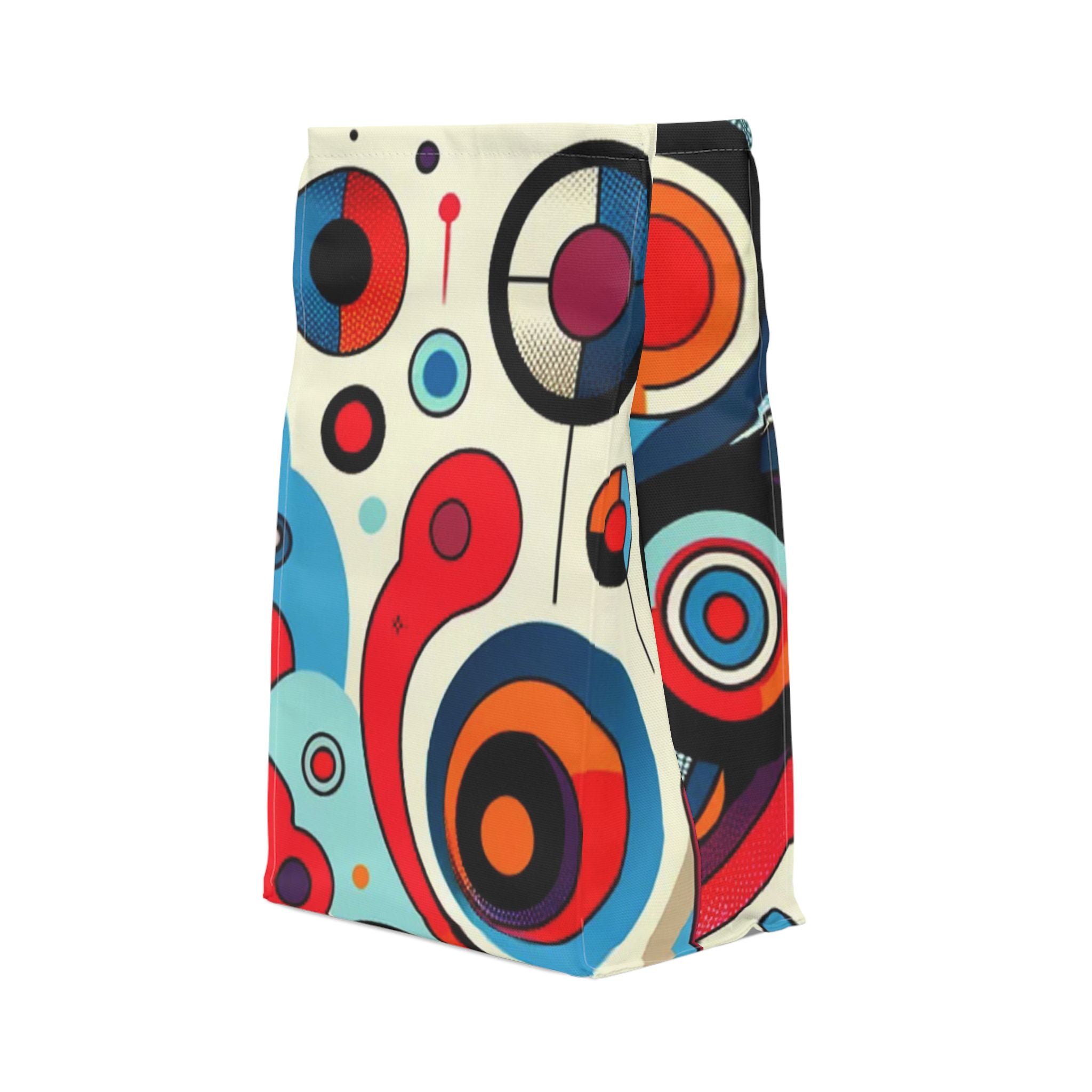 Retro Geometric Lunch Bag — Colorful Abstract Circles & Swirls Polyester Tote
