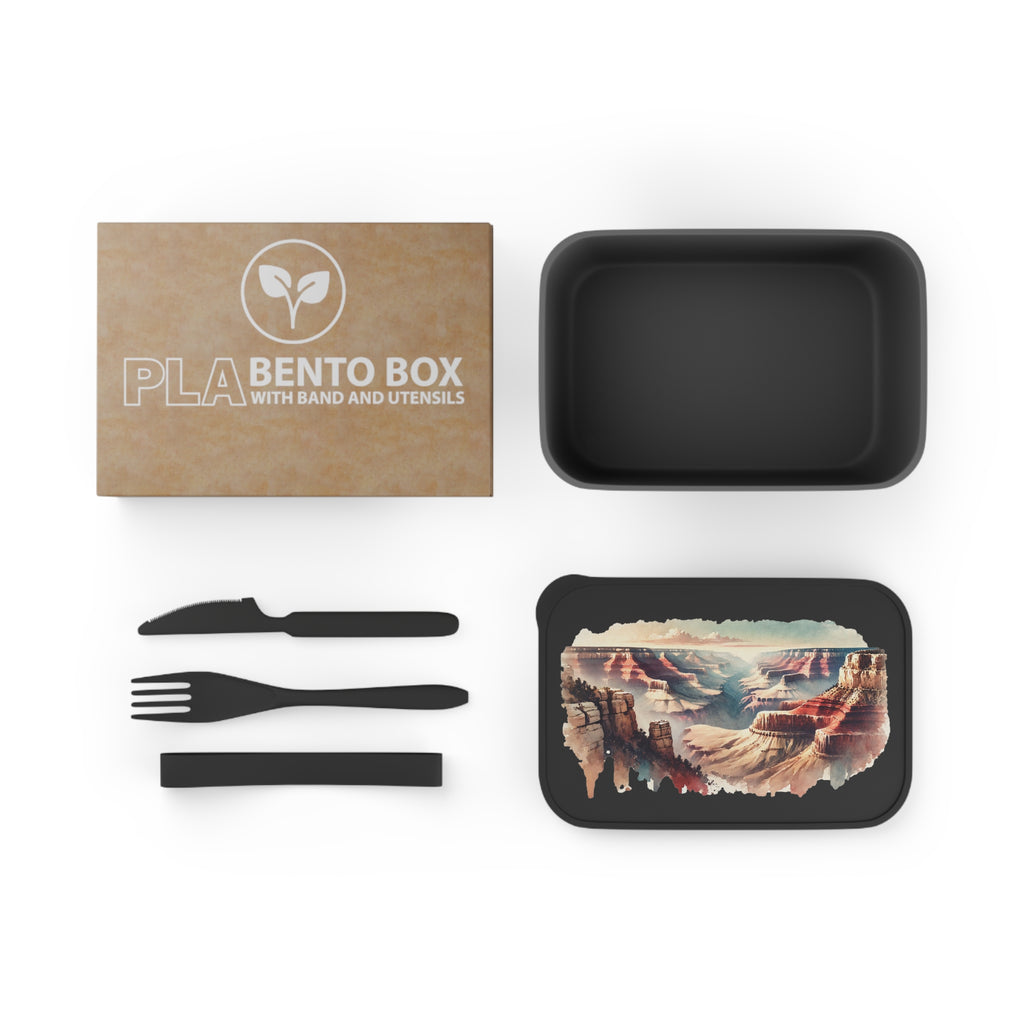 Grand Canyon Watercolor Bento Box — Eco PLA Lunchbox with Utensils & Secure Band