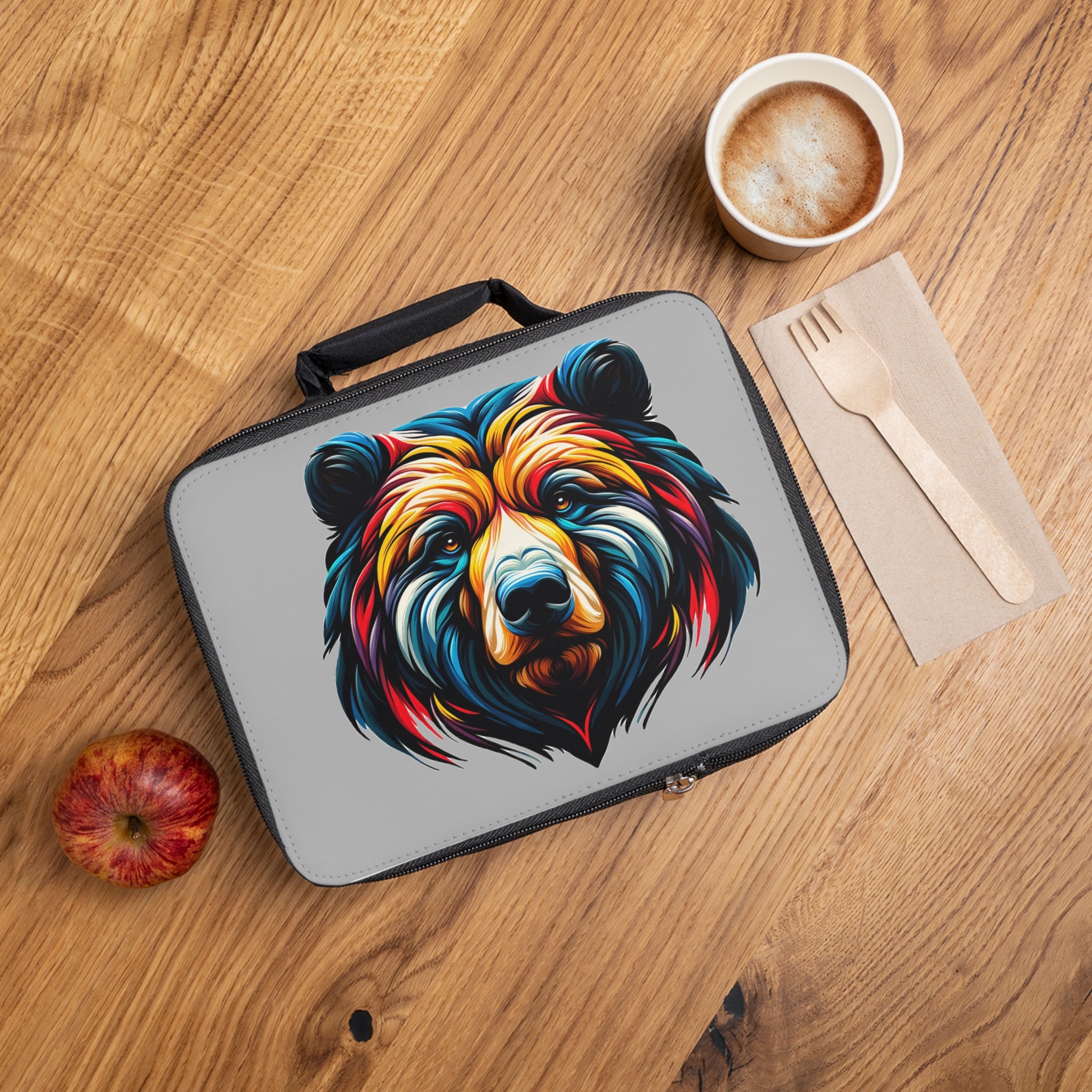 Colorful Bear Lunch Bag — Insulated Kid & Adult Lunchbox with Vibrant Bear Design