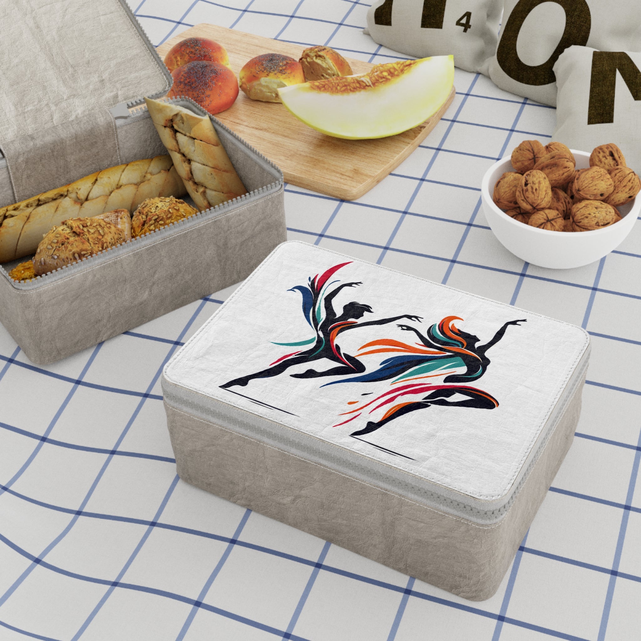 Dance Silhouette Canvas Lunch Bag — Colorful Ballet Dancers Art Tote