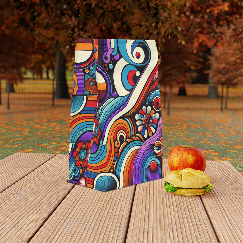 Retro Psychedelic Floral Lunch Bag 