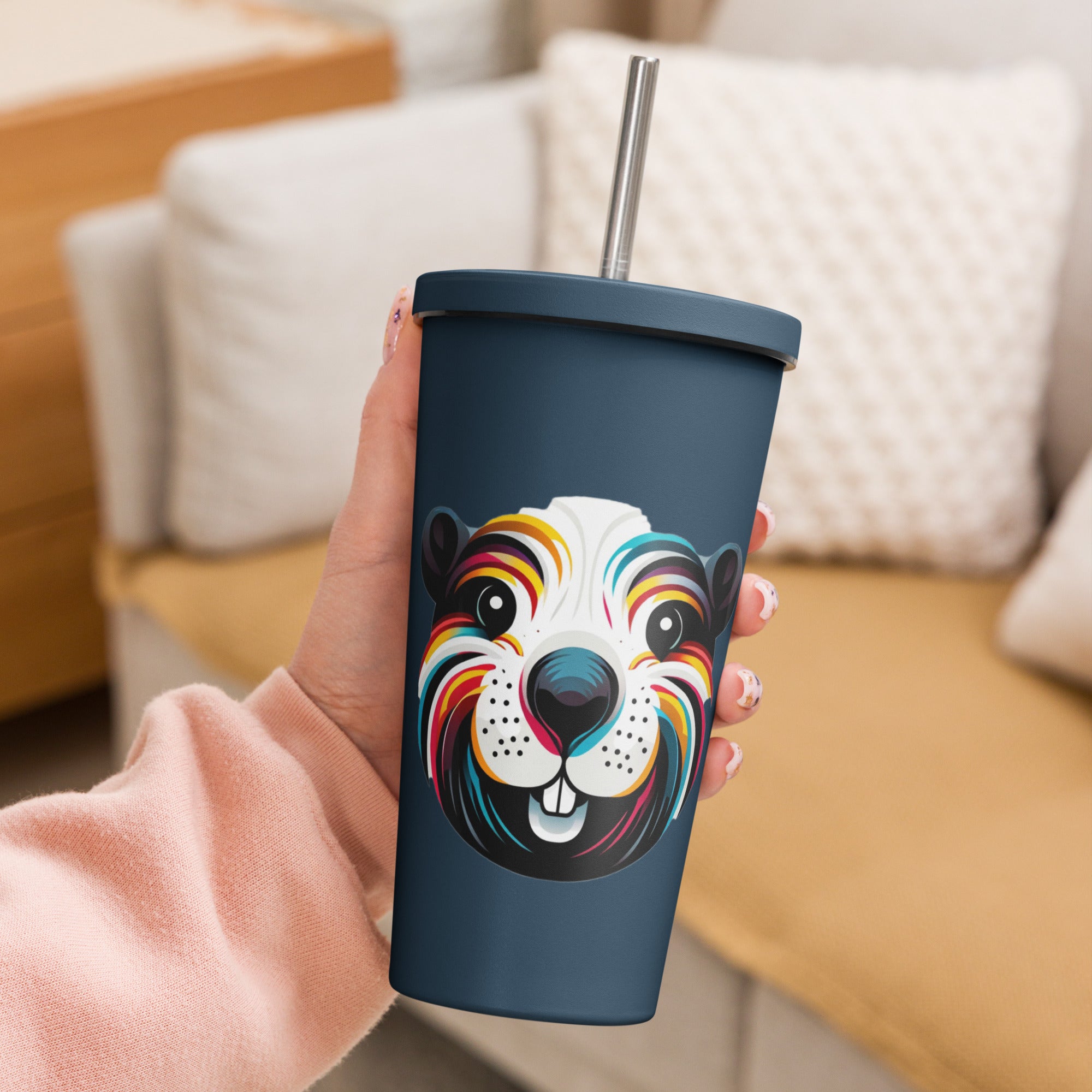 Insulated tumbler with a straw - Presentyra