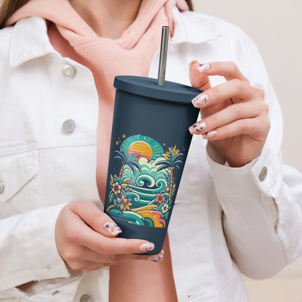Insulated tumbler with a straw - Presentyra