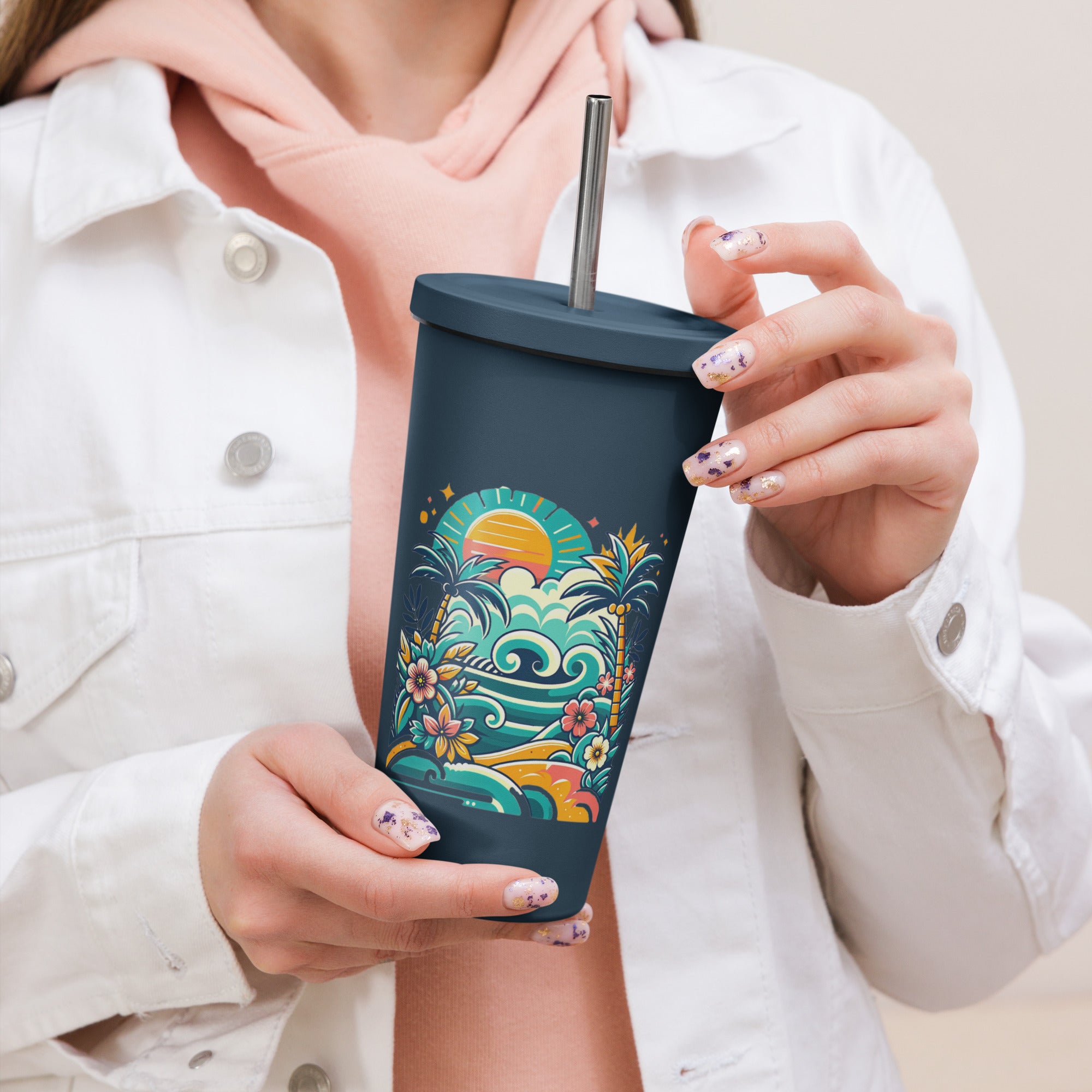 Insulated tumbler with a straw - Presentyra
