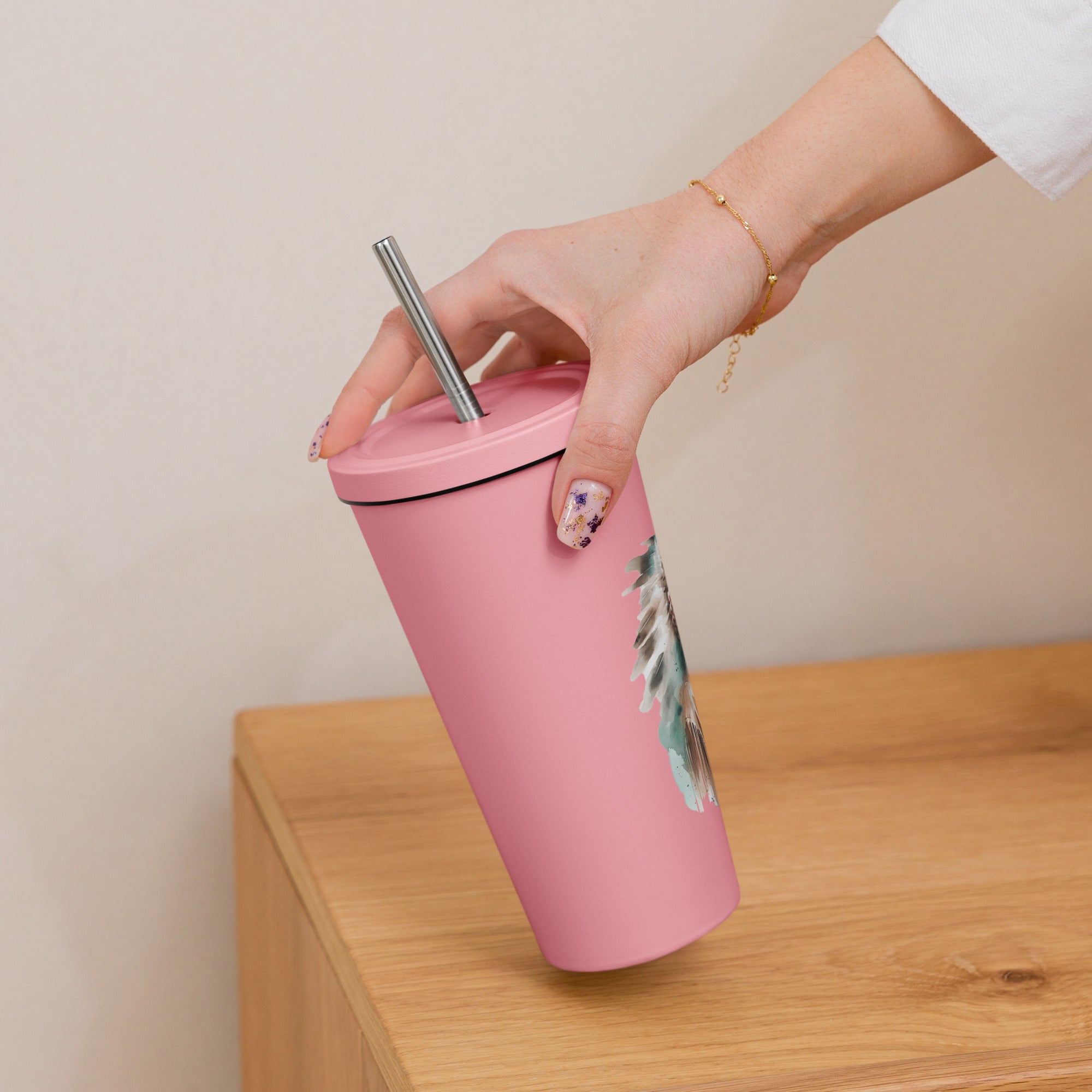 Insulated tumbler with a straw - Presentyra
