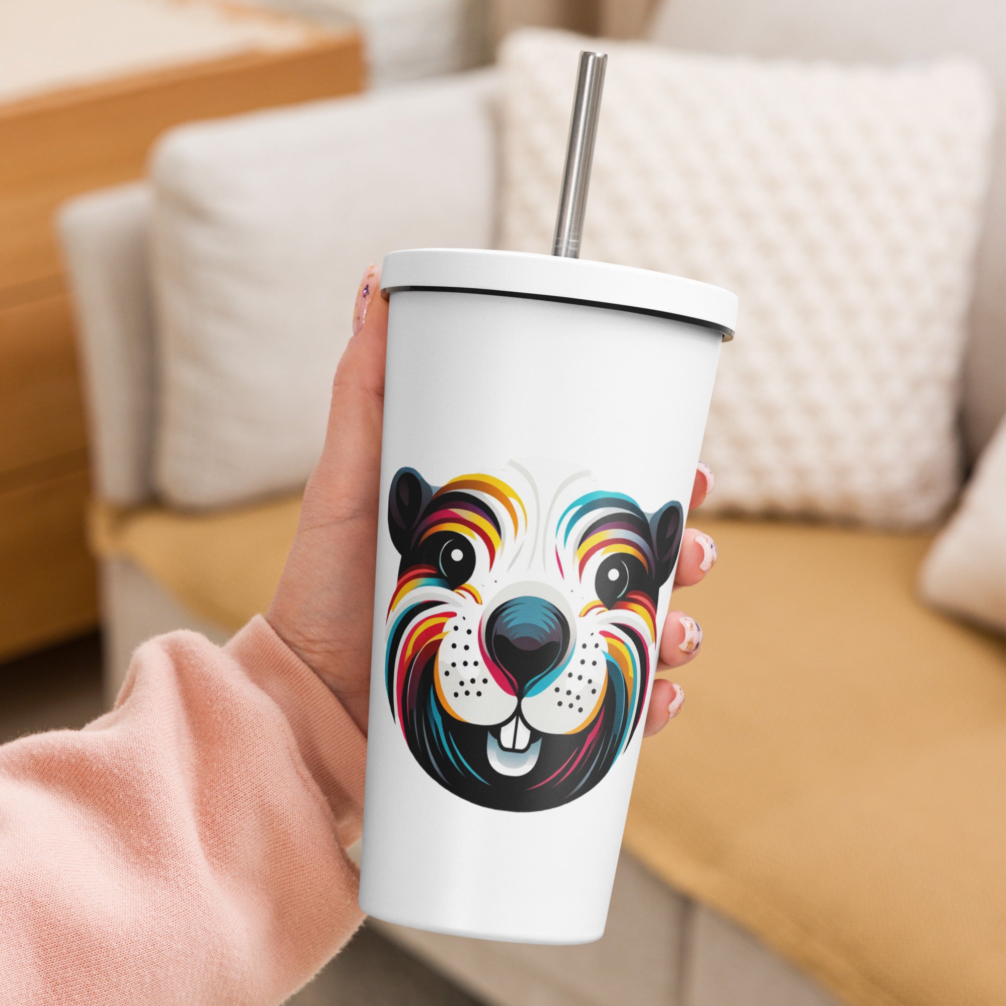 Insulated tumbler with a straw - Presentyra