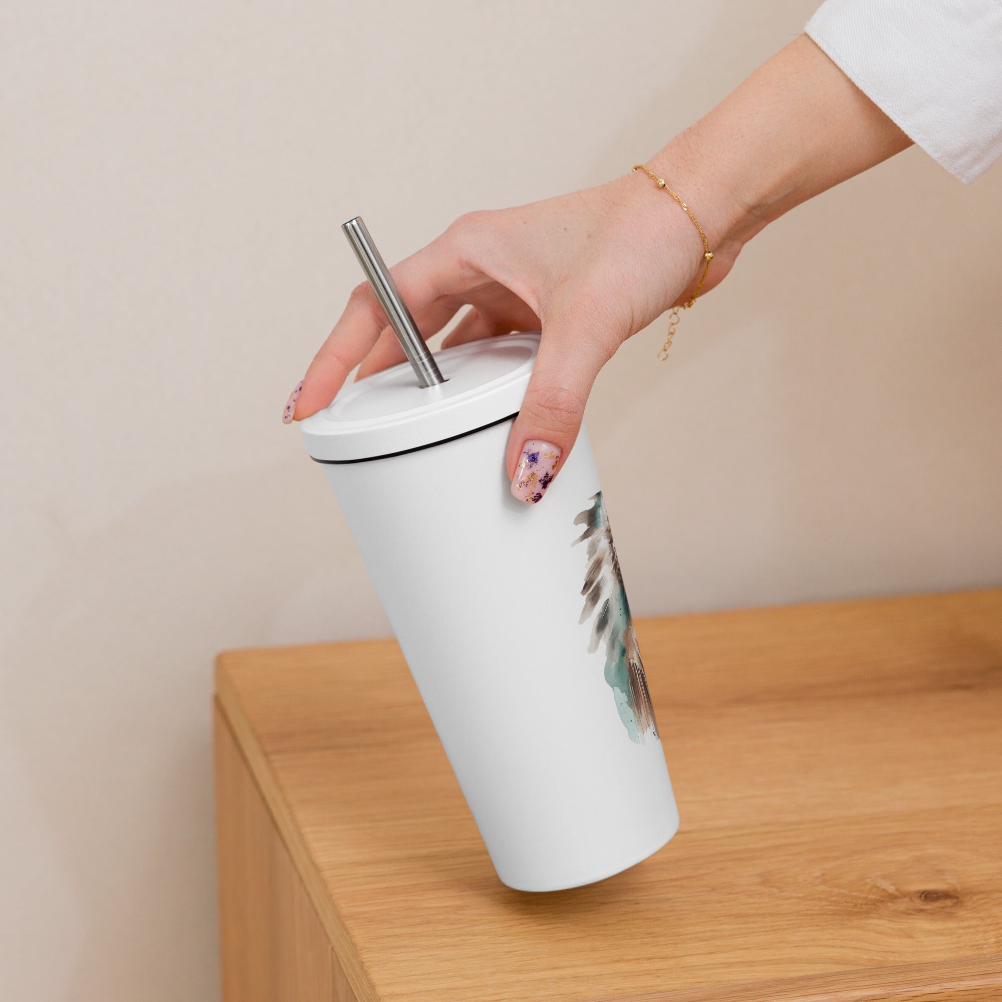 Insulated tumbler with a straw - Presentyra