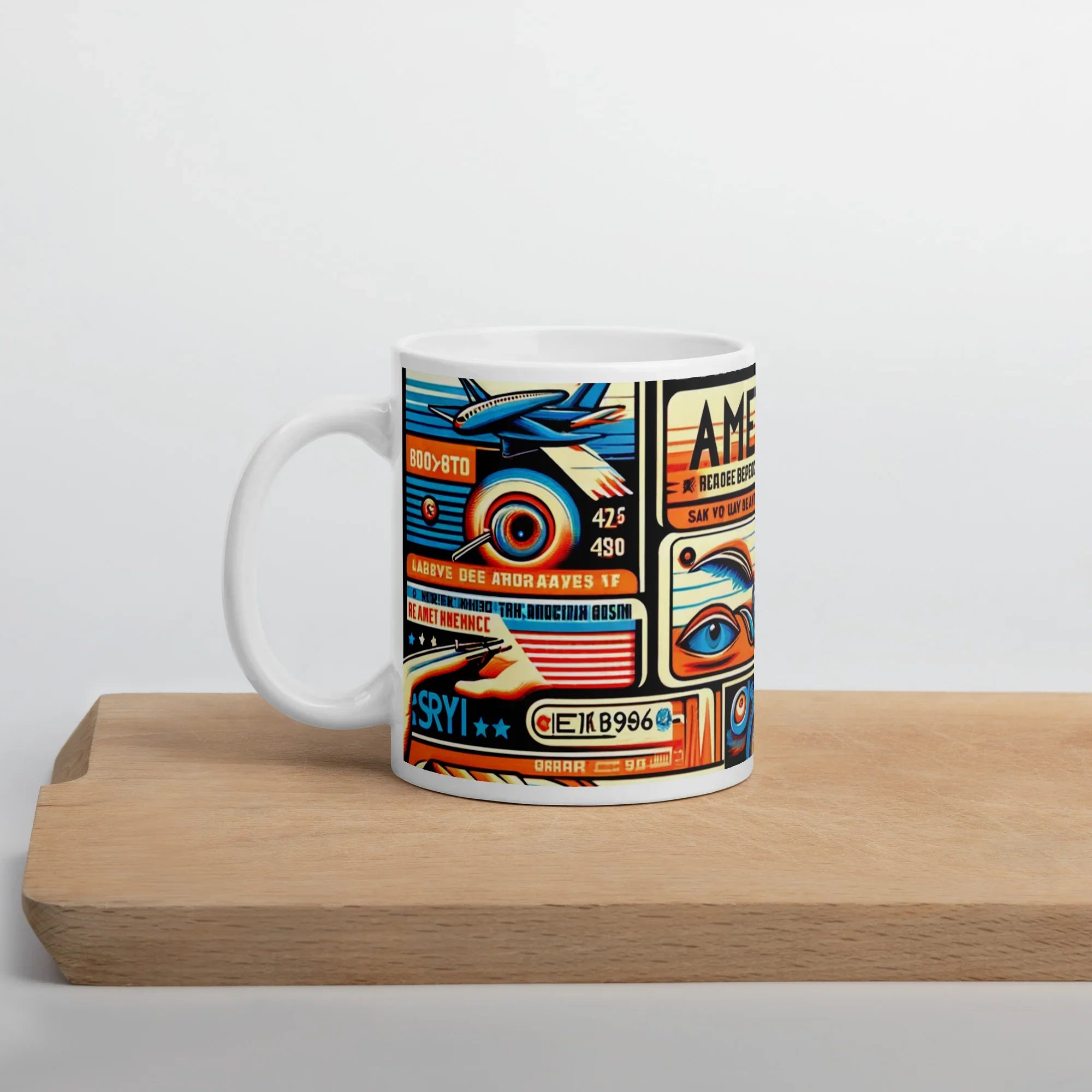One-of-a-Kind Graphic Print, White Glossy Ceramic Mug for Coffee Lovers - Presentyra
