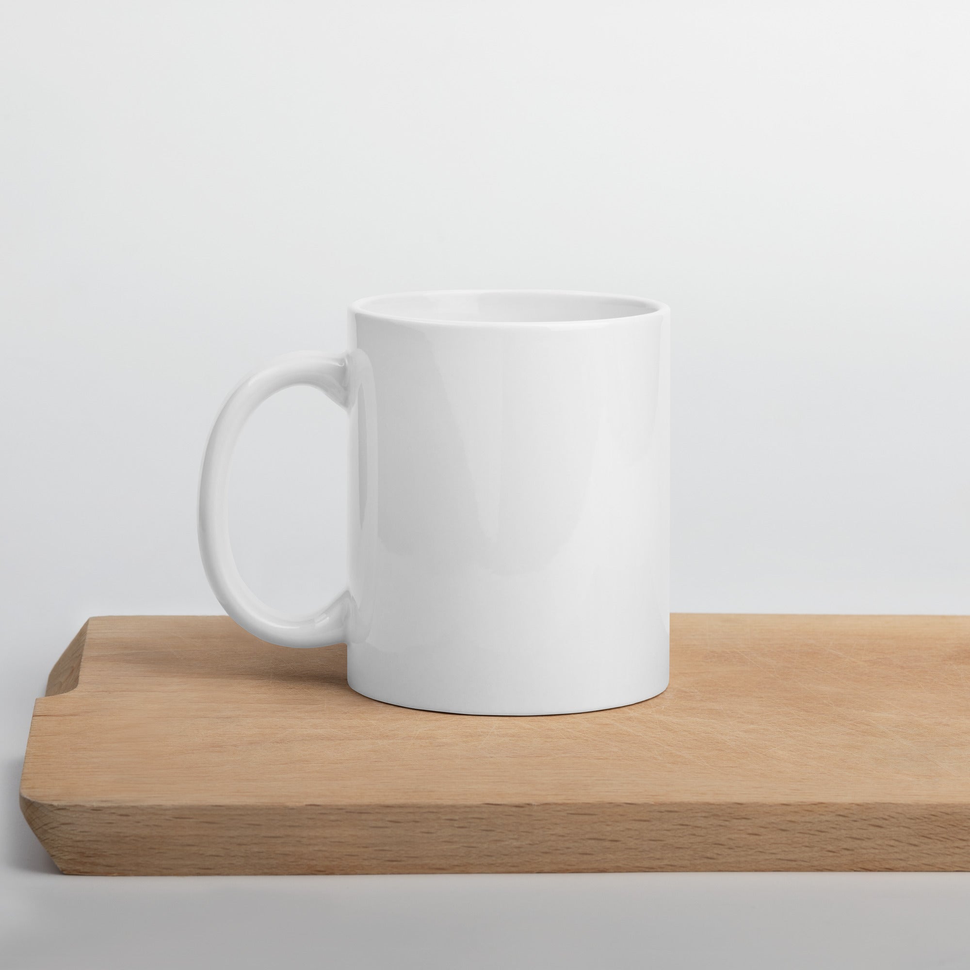 Minimal Modern Design on a White Glossy Ceramic Mug, Clean White Cup - Presentyra