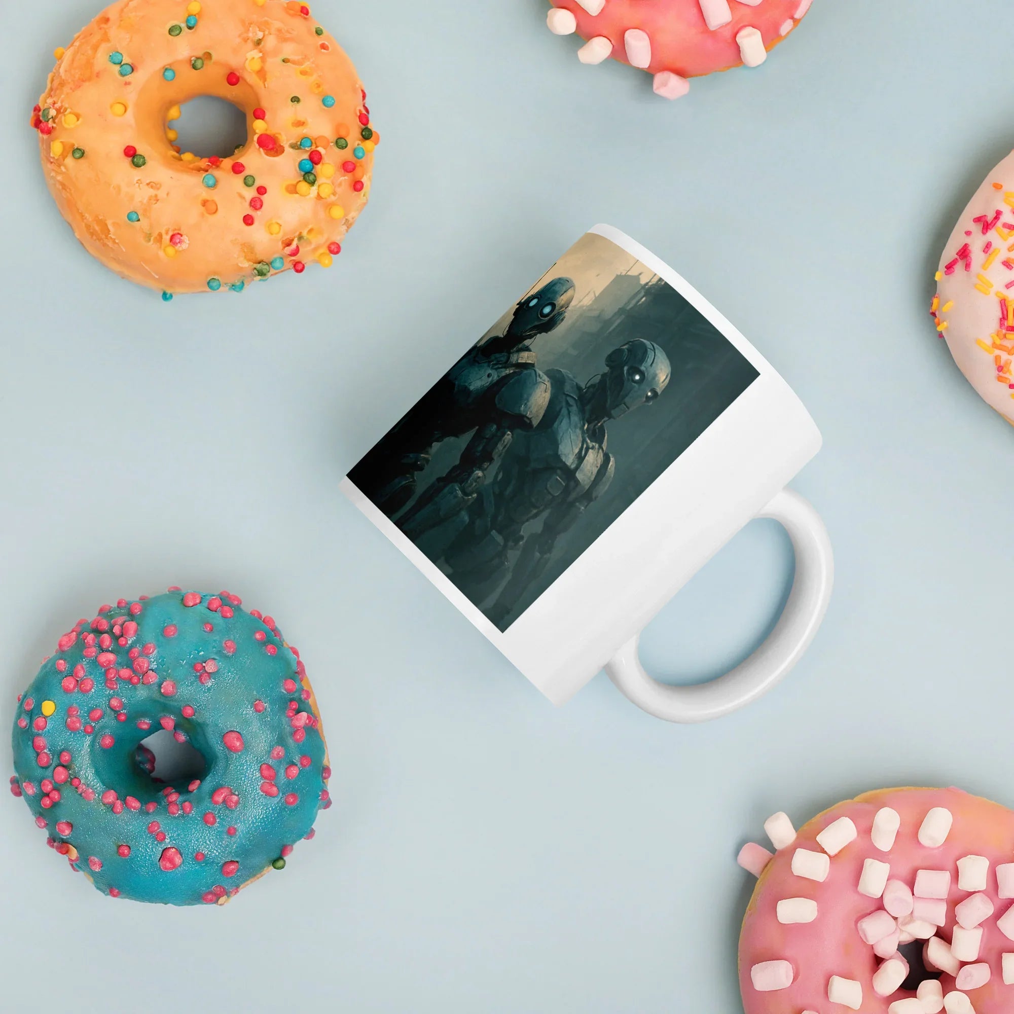 Artist Series Illustration on a White Glossy Ceramic Mug, Modern Drinkware - Presentyra