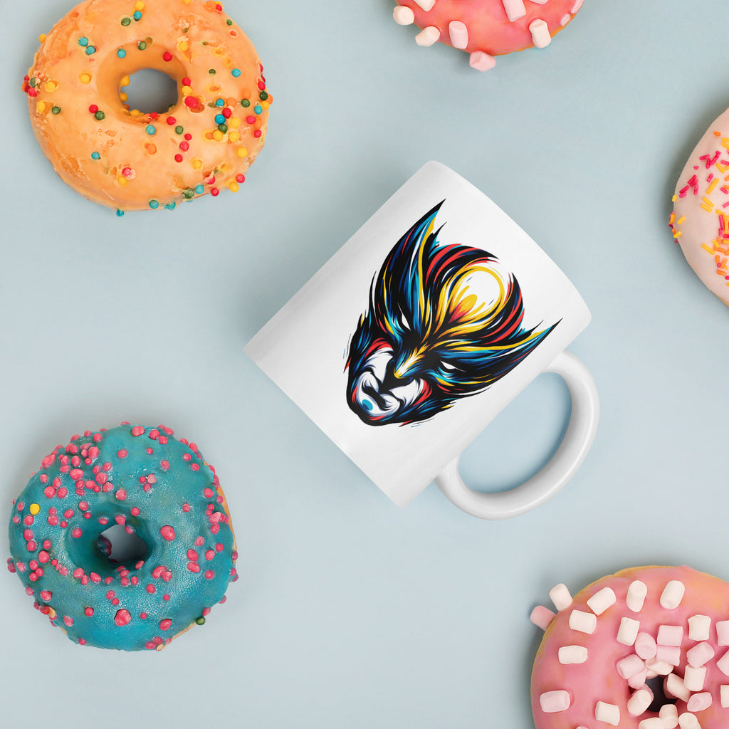 Contemporary Linework Art on a White Glossy Ceramic Mug, Drinkware Cup - Presentyra