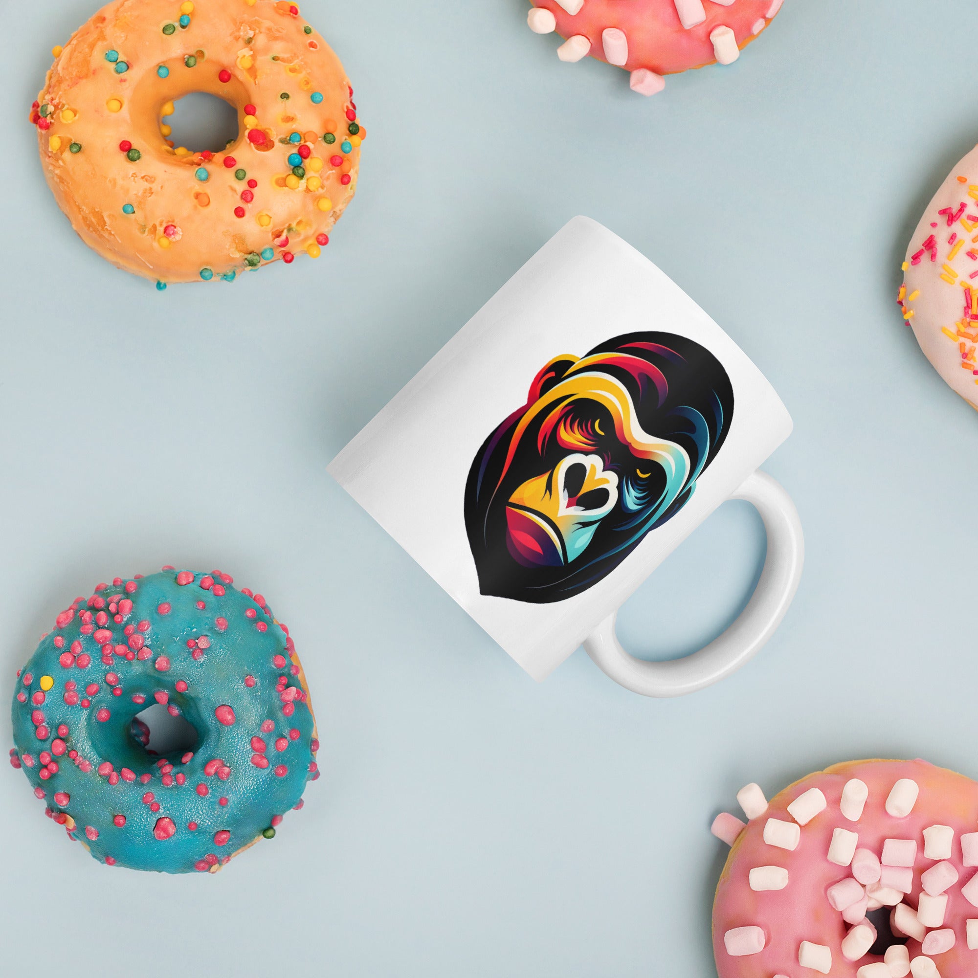 Whimsical Doodle Art Print, White Glossy Ceramic Mug for Coffee Lovers - Presentyra