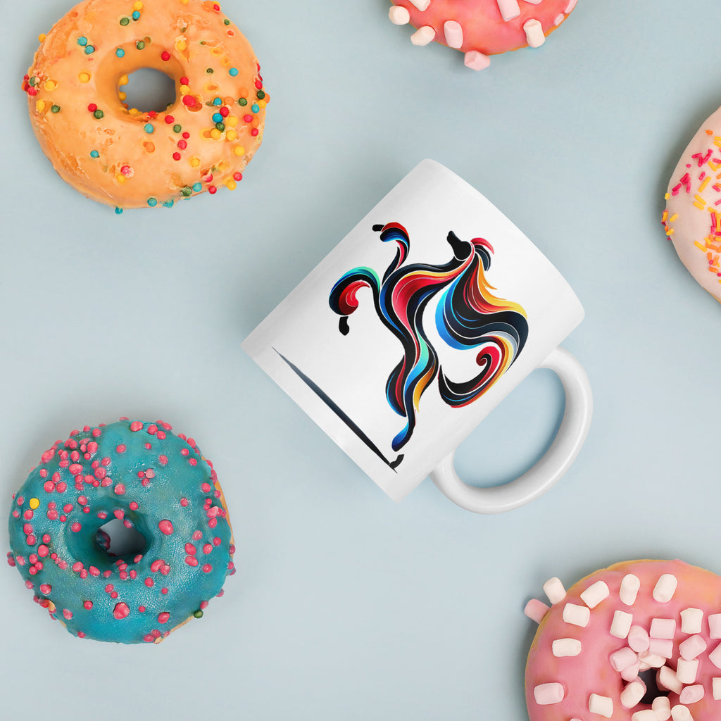 Minimal Modern Design on a White Glossy Ceramic Mug, Clean White Cup - Presentyra