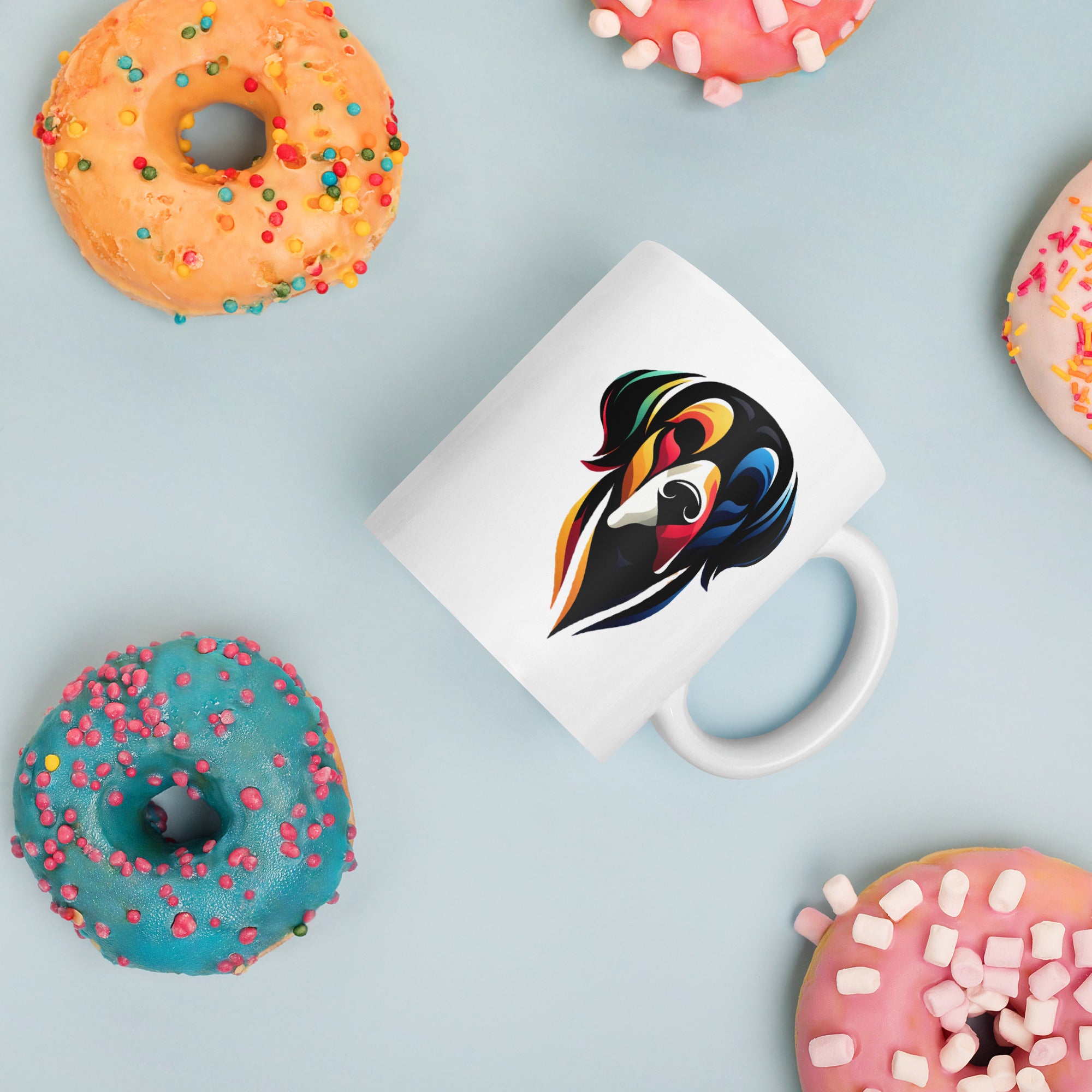 Pop Art Graphic Print, White Glossy Ceramic Coffee Mug for Daily Use - Presentyra