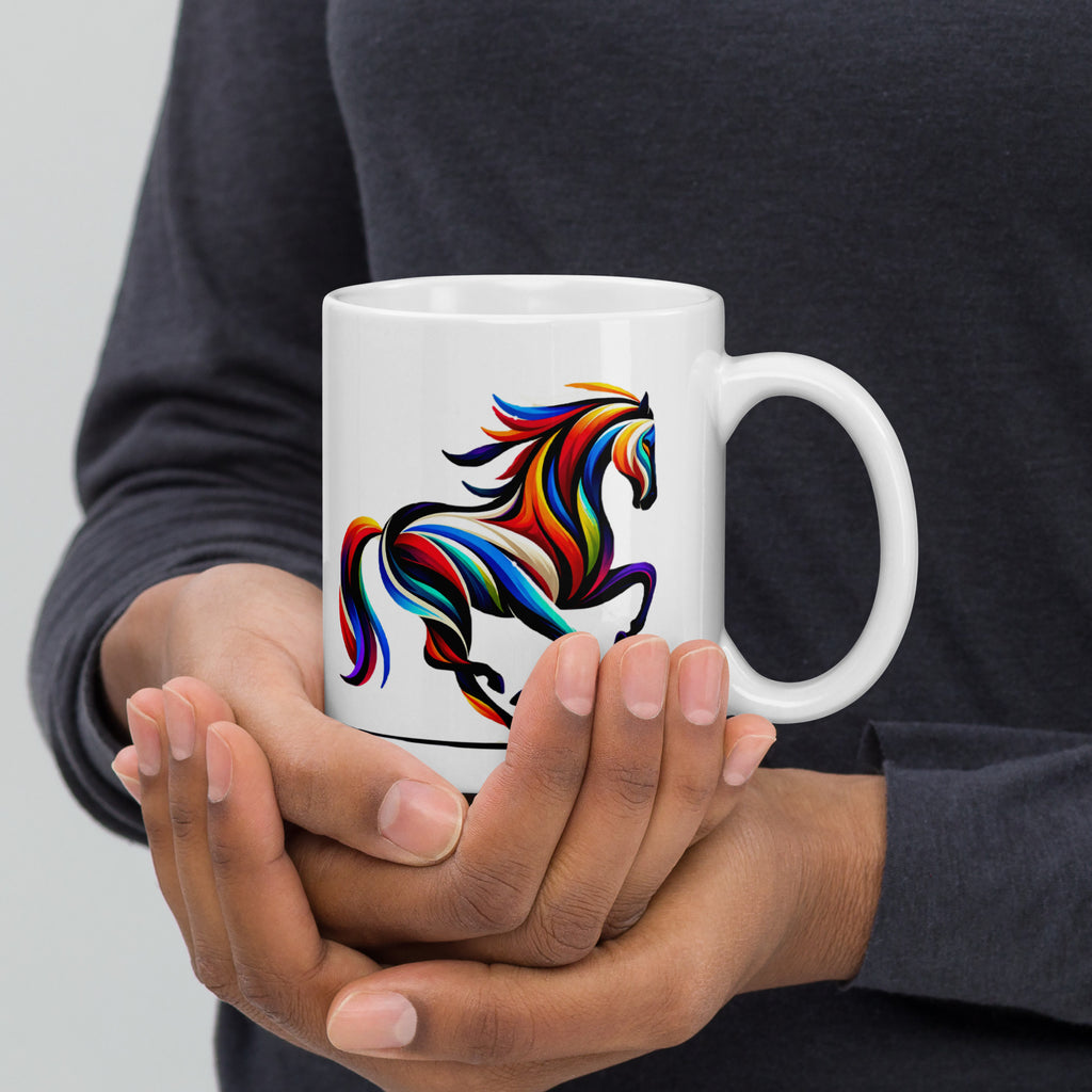 Contemporary Illustration Mug, White Glossy Ceramic Cup for Daily Coffee - Presentyra