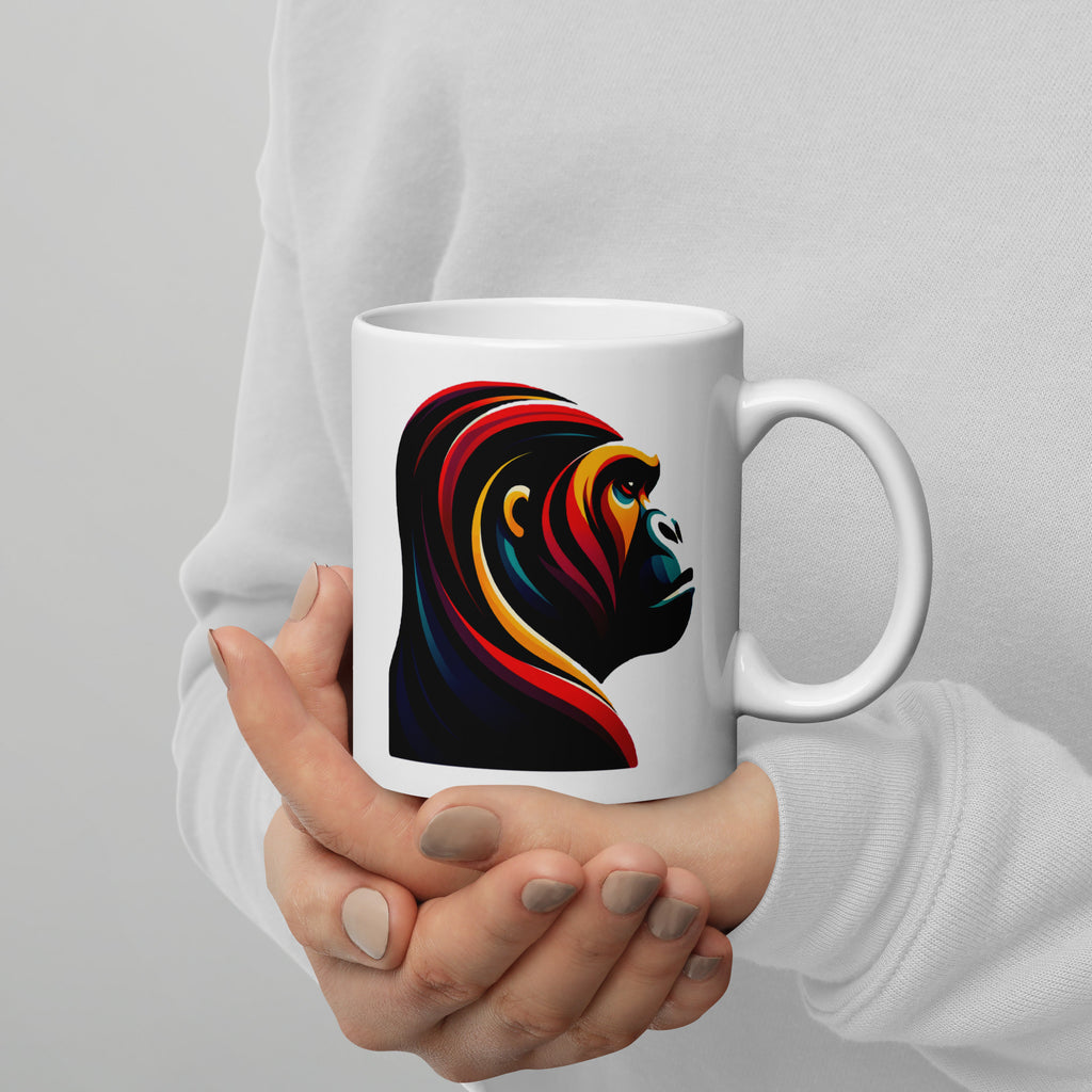 Unique Design Coffee Cup, White Glossy Ceramic Mug with Original Print - Presentyra