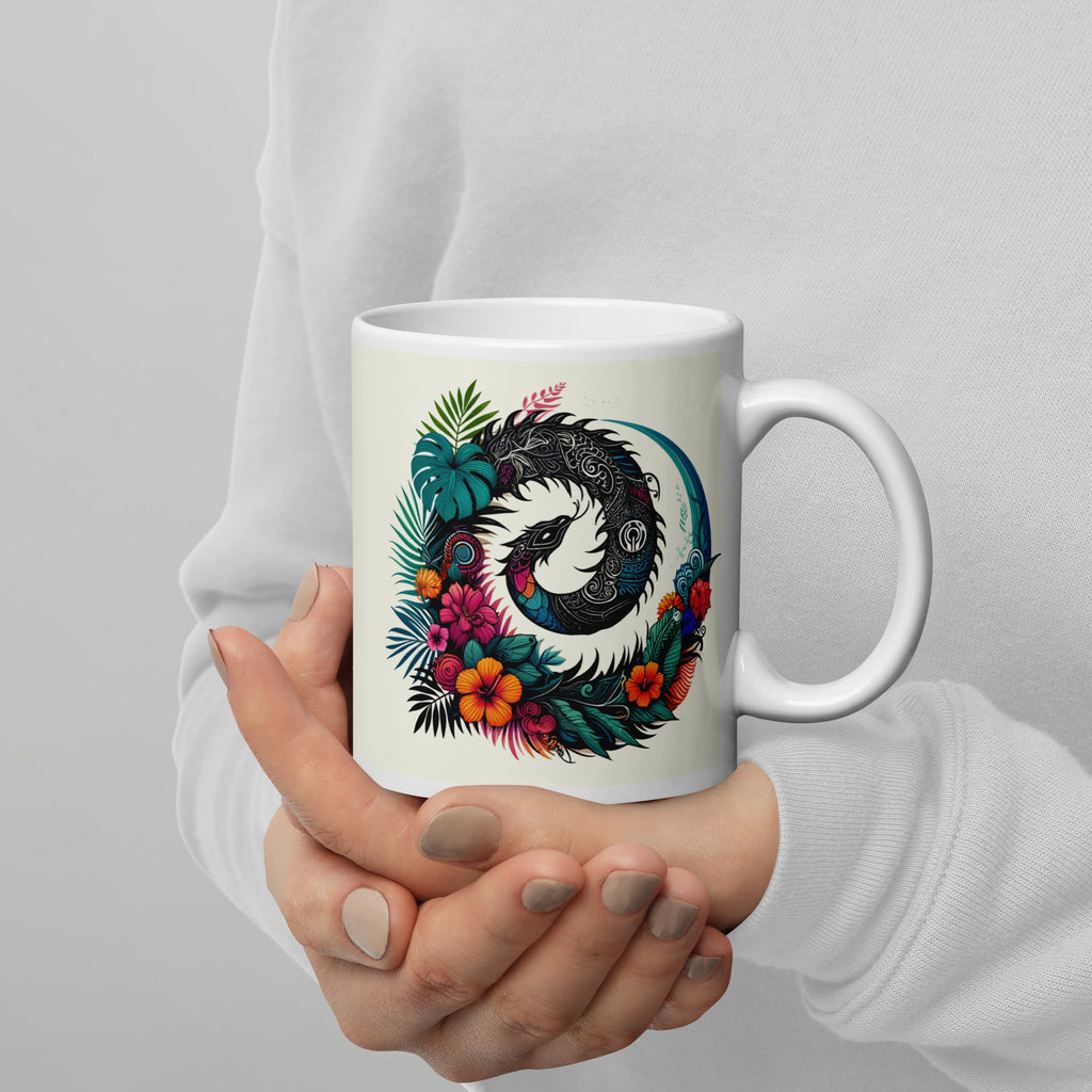 Creative Print Drinkware, White Glossy Ceramic Mug for Hot Drinks - Presentyra