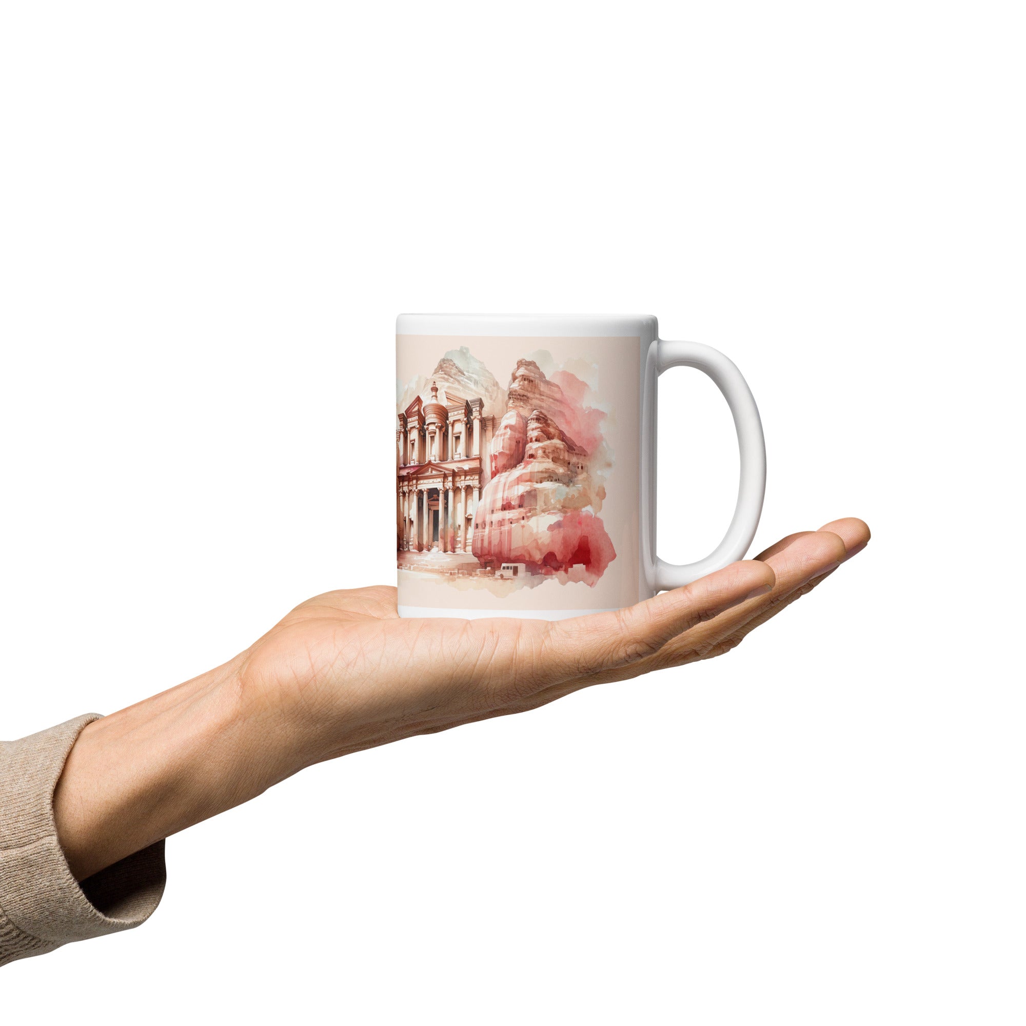 Unique Artwork Coffee Cup, White Glossy Ceramic Mug with Original Print - Presentyra