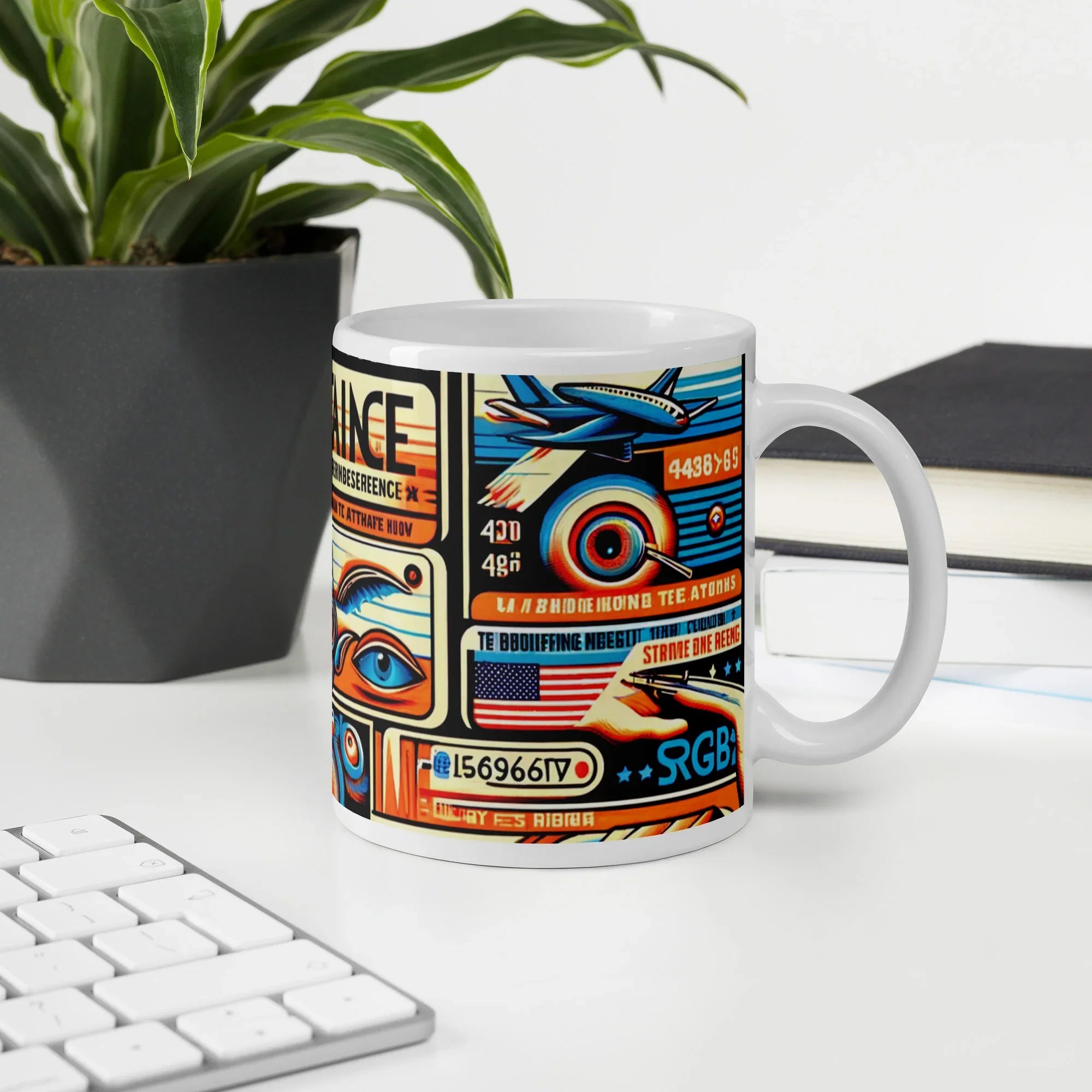 One-of-a-Kind Graphic Print, White Glossy Ceramic Mug for Coffee Lovers - Presentyra