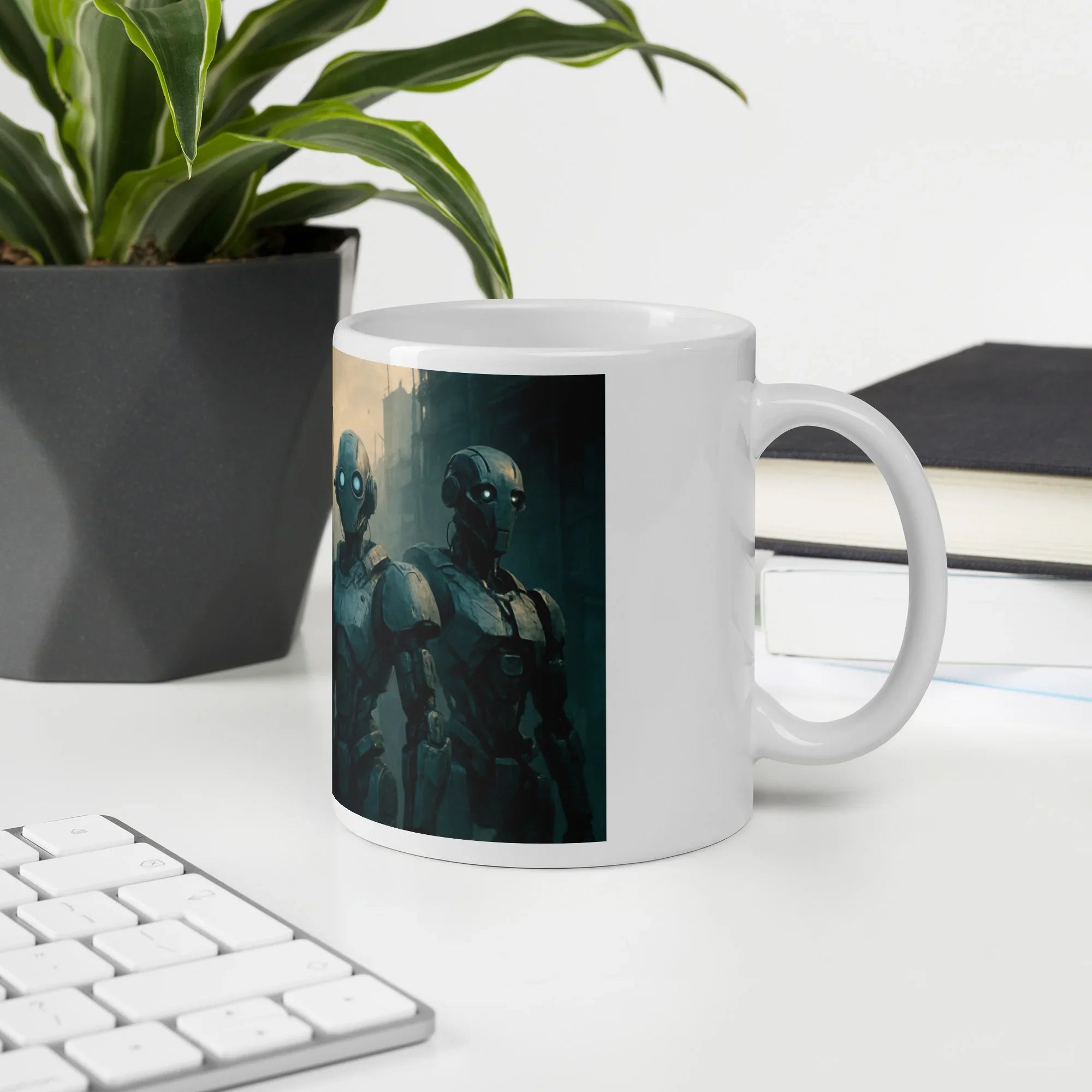 Artist Series Illustration on a White Glossy Ceramic Mug, Modern Drinkware - Presentyra