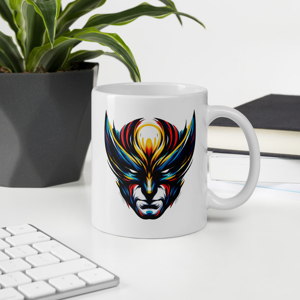 Contemporary Linework Art on a White Glossy Ceramic Mug, Drinkware Cup - Presentyra