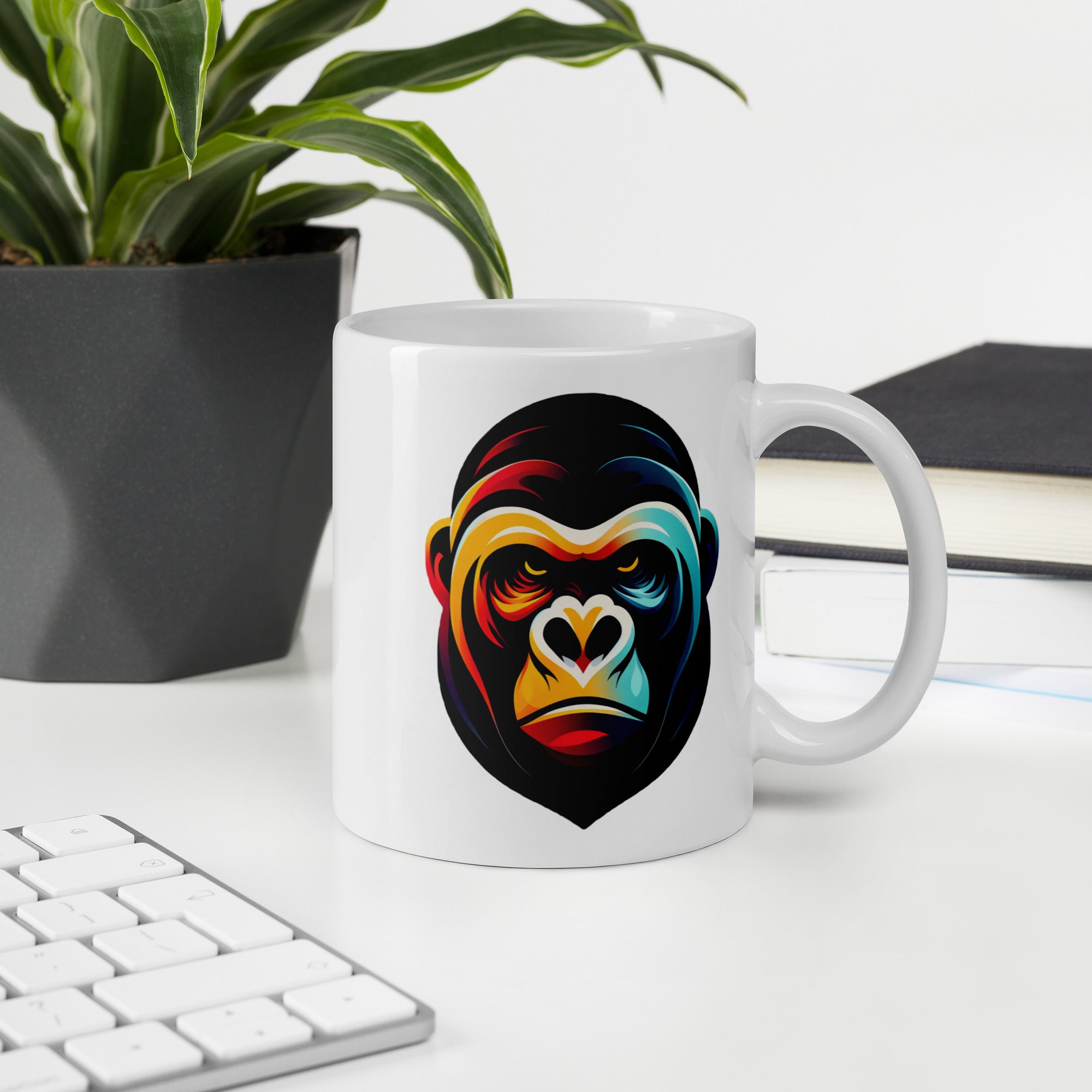 Whimsical Doodle Art Print, White Glossy Ceramic Mug for Coffee Lovers - Presentyra