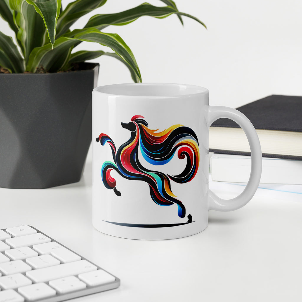 Minimal Modern Design on a White Glossy Ceramic Mug, Clean White Cup - Presentyra