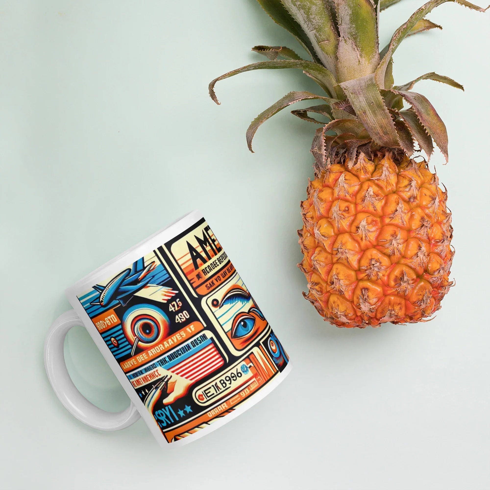 One-of-a-Kind Graphic Print, White Glossy Ceramic Mug for Coffee Lovers - Presentyra