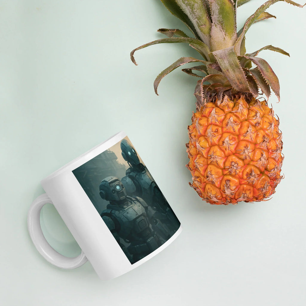 Artist Series Illustration on a White Glossy Ceramic Mug, Modern Drinkware - Presentyra