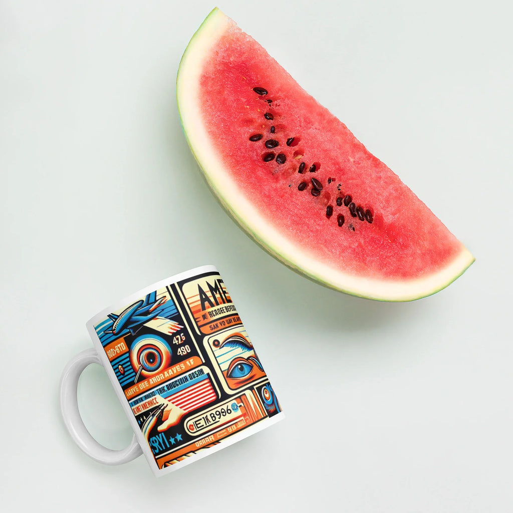 One-of-a-Kind Graphic Print, White Glossy Ceramic Mug for Coffee Lovers - Presentyra