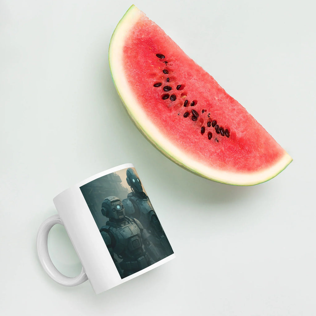 Artist Series Illustration on a White Glossy Ceramic Mug, Modern Drinkware - Presentyra