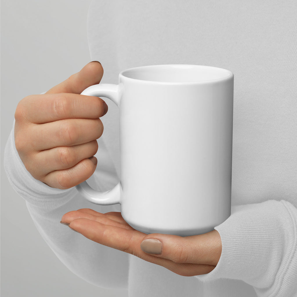 Unique Design Coffee Cup, White Glossy Ceramic Mug with Original Print - Presentyra