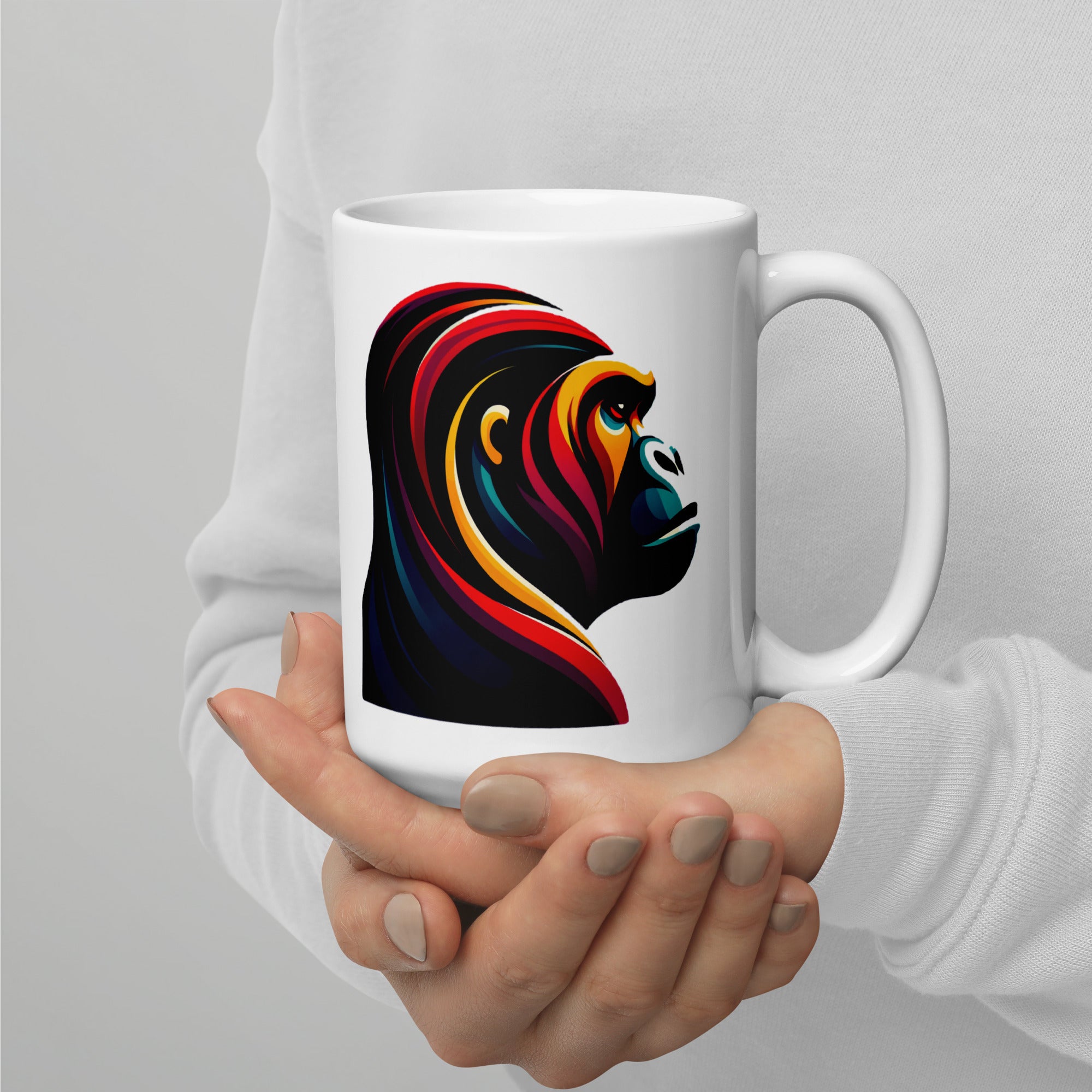 Unique Design Coffee Cup, White Glossy Ceramic Mug with Original Print - Presentyra