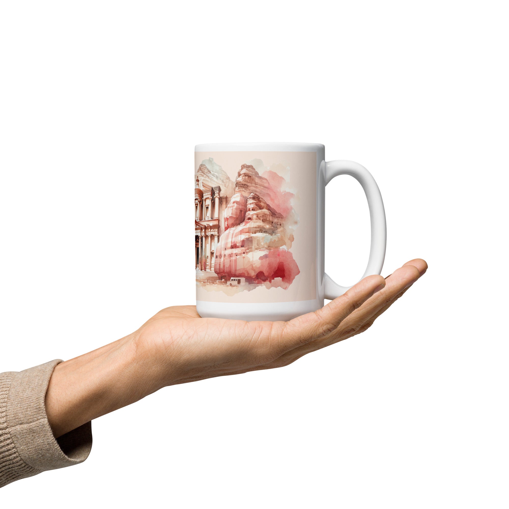 Unique Artwork Coffee Cup, White Glossy Ceramic Mug with Original Print - Presentyra