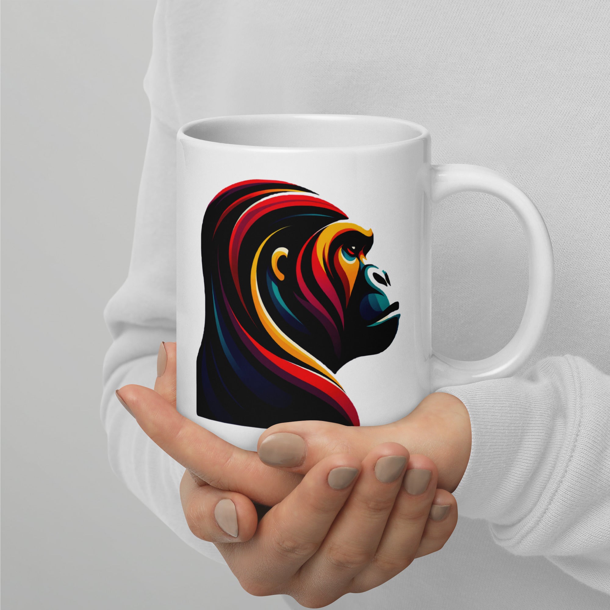 Unique Design Coffee Cup, White Glossy Ceramic Mug with Original Print - Presentyra